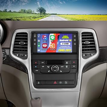 Android 14 Double Din Car Stereo Upgrade Radio for Jeep Grand Cherokee 2005-2011,7" Touchscreen Wireless Carplay Android Auto GPS WiFi Bluetooth RDS DSP SWC Mirrorlink Mic Backup Camera