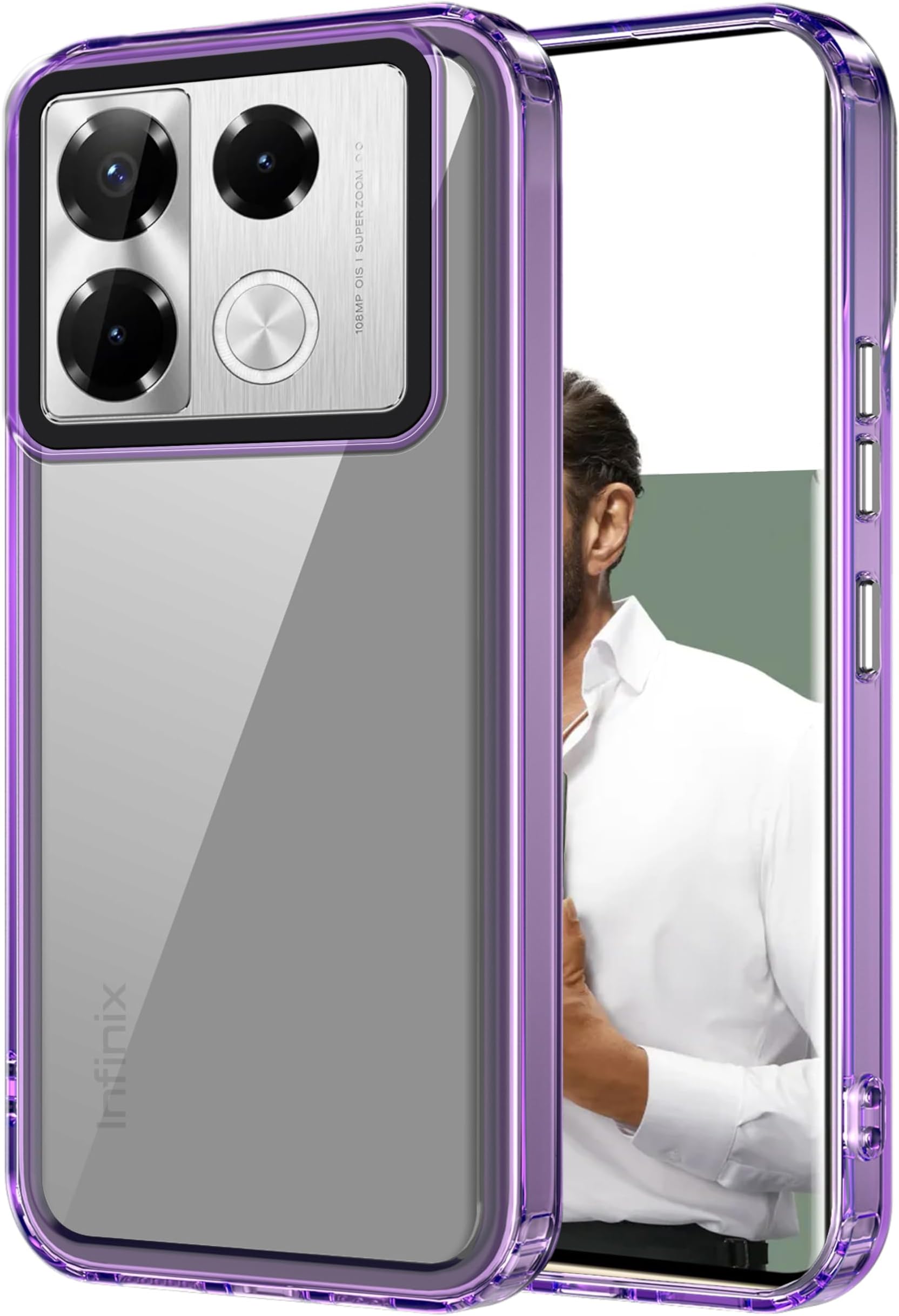 amazon basics Back Case Cover for Infinix Note 40 Pro 5G (Polycarbonate, Thermoplastic Polyurethane_Translucent Purple)