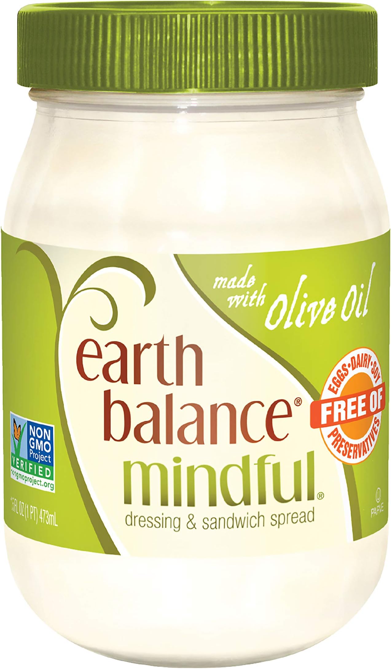 Earth Balance Mindful Dressing & Sandwich Spread, Made With Olive Oil, 16 fl. oz.
