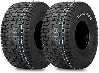 15x6.00-6 Lawn Mower Tubeless Tire, 15x6-6 for Tractor Riding Lawn Mowers Front Tire, 2 Pcs, 4 Ply, Turf-V Pattern
