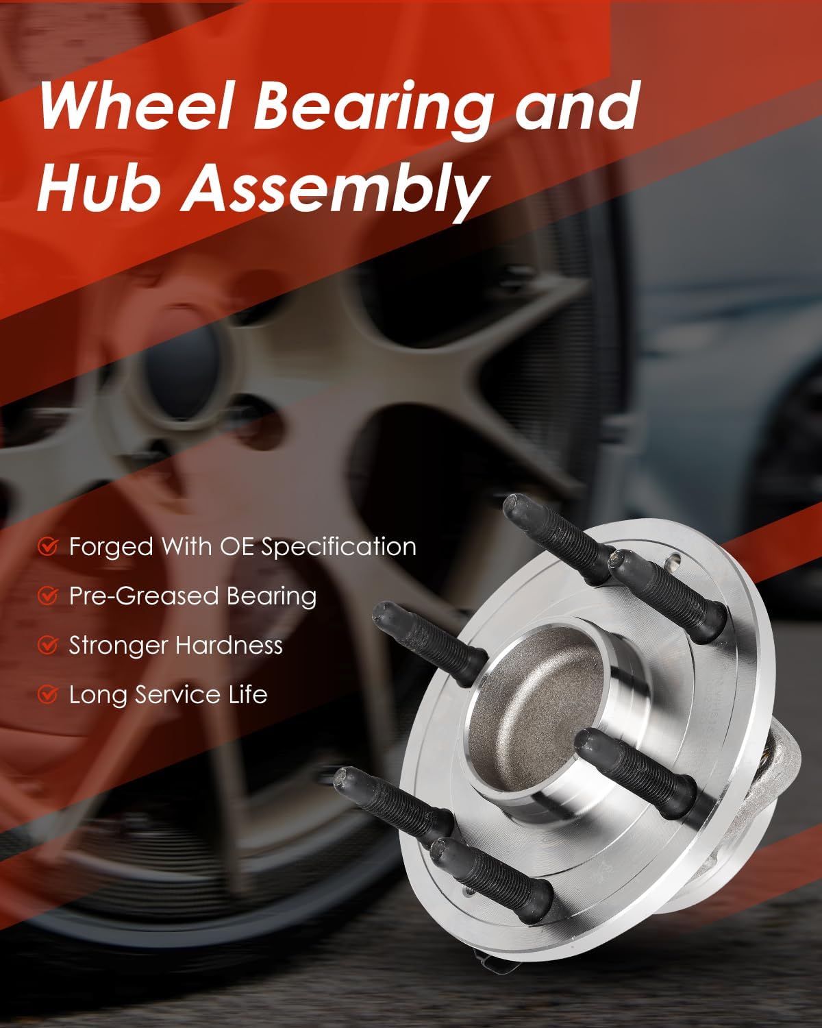 cciyu Wheel Hub Bearing Assembly 2pcs Front Left Right 6 lugs ABS with tegral Sensor 515159 for Cadillac Escalade Esv 2015-2019 2WD for Chevrolet Silverado 1500 for Gmc Yukon 2WD Wheel Hubs - Image 5