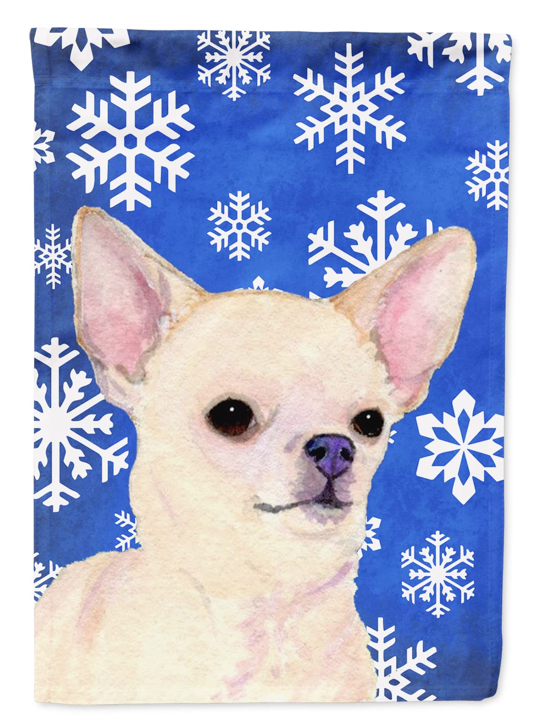 Drapeau Chihuahua Winter Snowflakes pour illuminer votre entrée de maison sous la neige