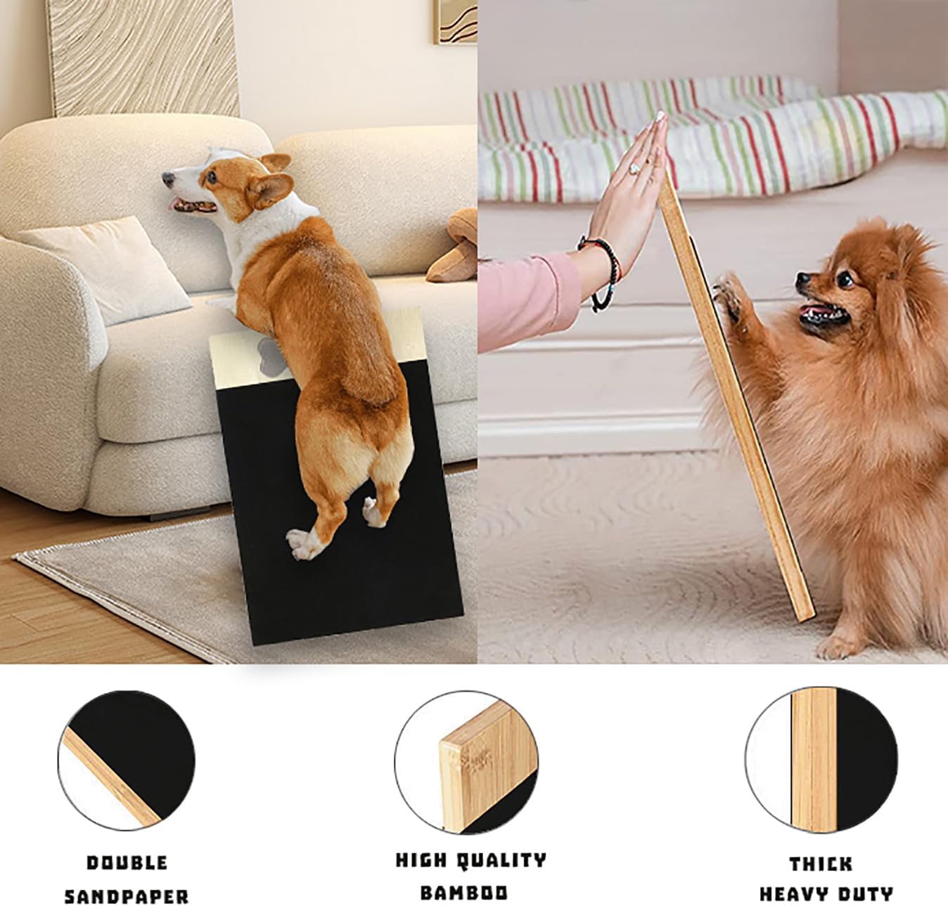 Dog Nail Scratch Board, Double Side File Scratch Board for Dogs Paw, Two Sided Grit Pad, 15.7in x 8.8in, Fun Nail Care (Black)
