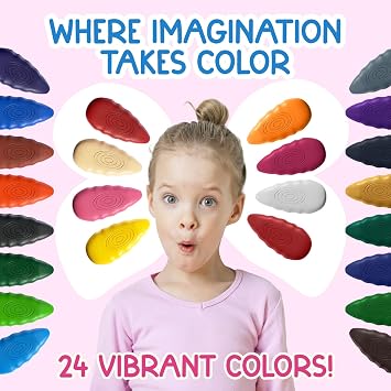 TinyGeeks 24 Water Drop Crayons - Non Toxic Crayons for Toddlers - Washable, Easy To Hold - For Toddlers, Kids Ages 3-8 - Ergonomic Shape