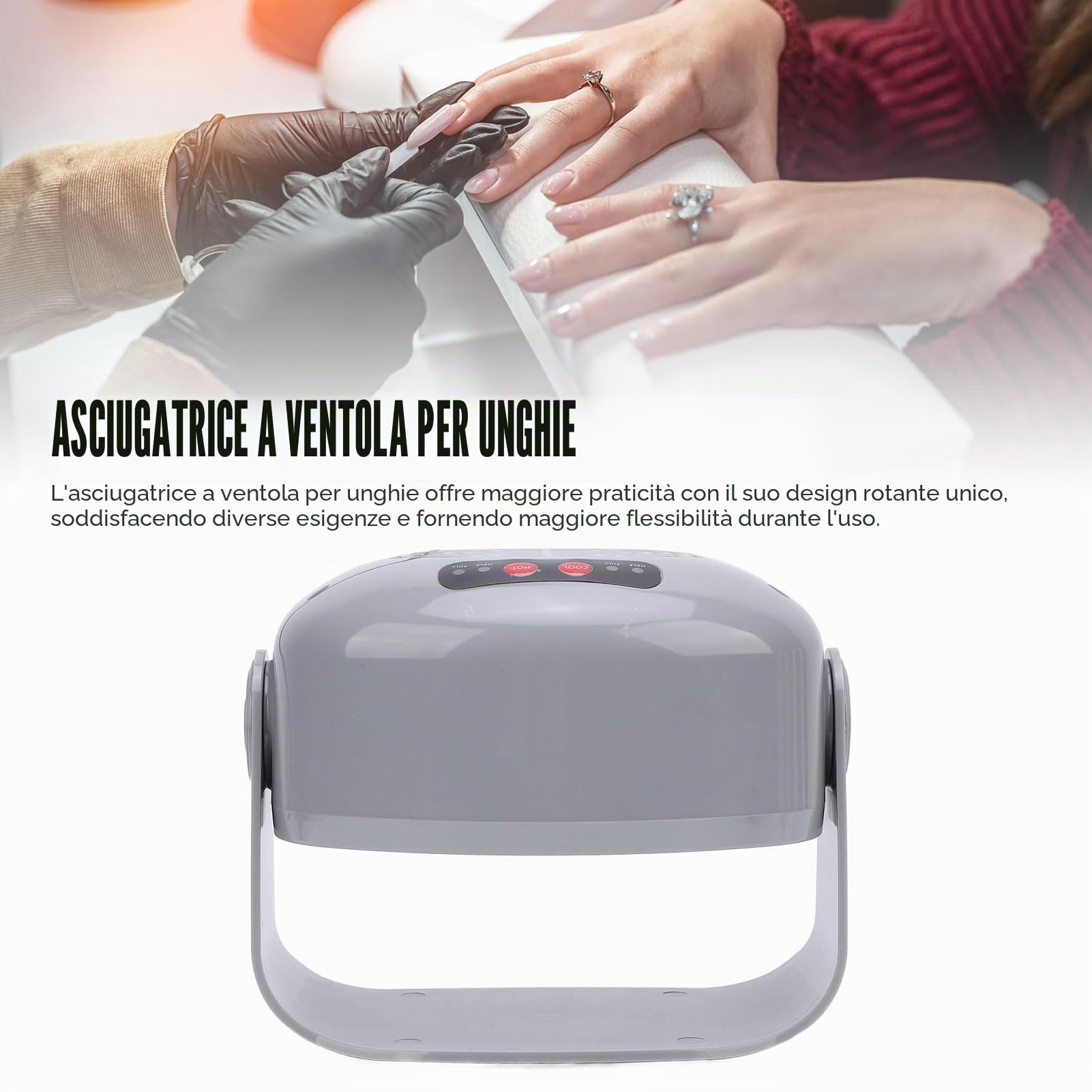 Asciuga smalto per unghie, 300 W 600 W Asciuga unghie ad aria Sensore automatico Ventola per asciugatura unghie Asciuga unghie professionale, Asciugatore a caldo e (220V