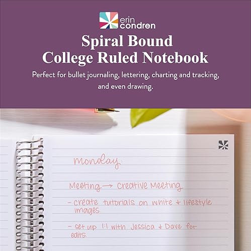 Miniatura 2 de Erin Condren Cuaderno de rayas universitarias encuadernado en espiral de 7 x 9 pulgadas, caleidoscopio colorido, cuaderno de 160 páginas para tomar