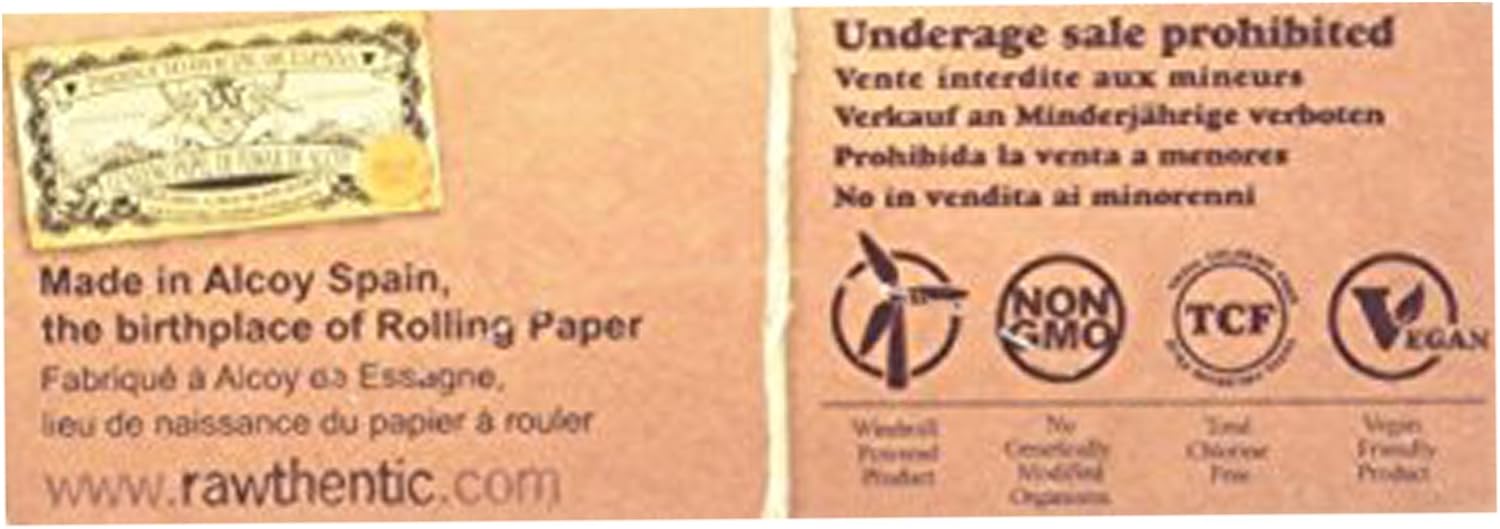 Raw Unrefined Classic 1.25 1 1/4 Size Cigarette Rolling Papers Full Box of 24 Pack