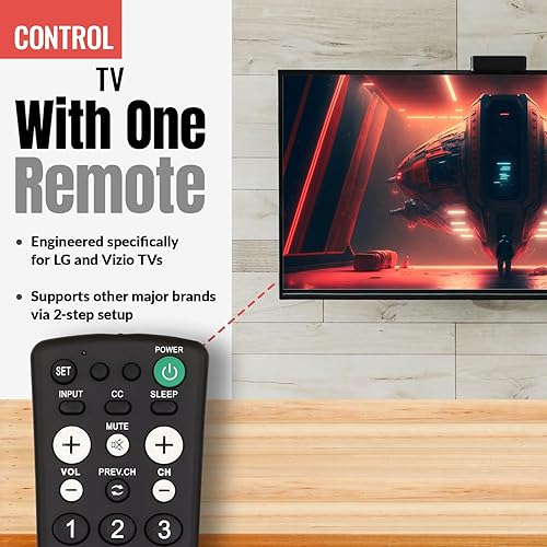 Vista 4 de Anderic RR1001 Simple TV Control remoto universal – Funciona en todas las marcas – Ideal para hoteles y habitaciones de hospitalidad – Control