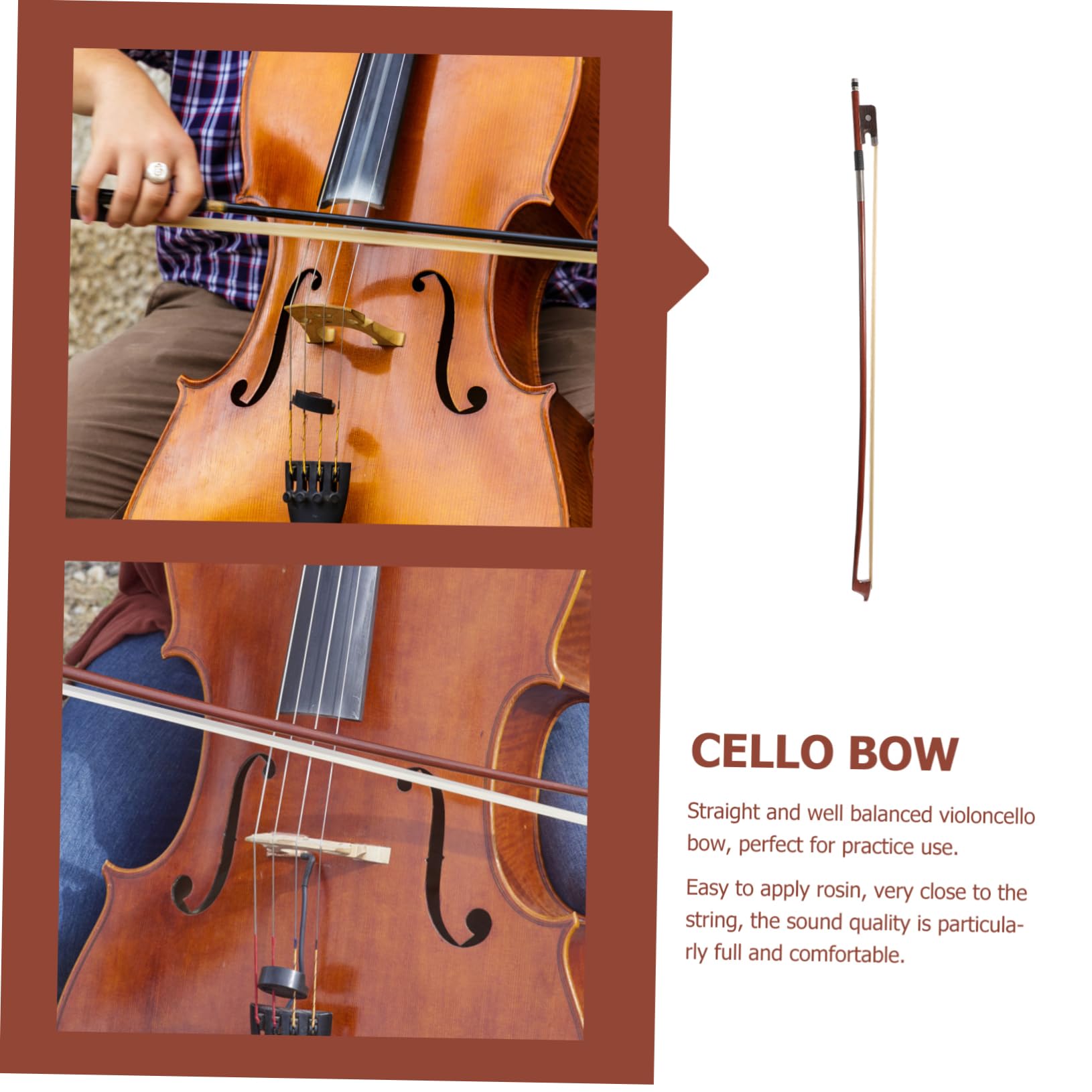 Cellobogen aus Kunsthaar für Violoncello Ausbalanciert und Angenehm in Hand 1 Ersatzbogen für Anfänger und Schüler