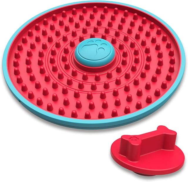 Rucacio Lick Mat for Dogs, Puppy Licking Mat with Suction, Dog Slow Feeder Licking Paste for Peanut Butter Wet Food Treat Dispenser, Soothing Calming Tough Pad for Crate Training Outdoor & Indoor Use