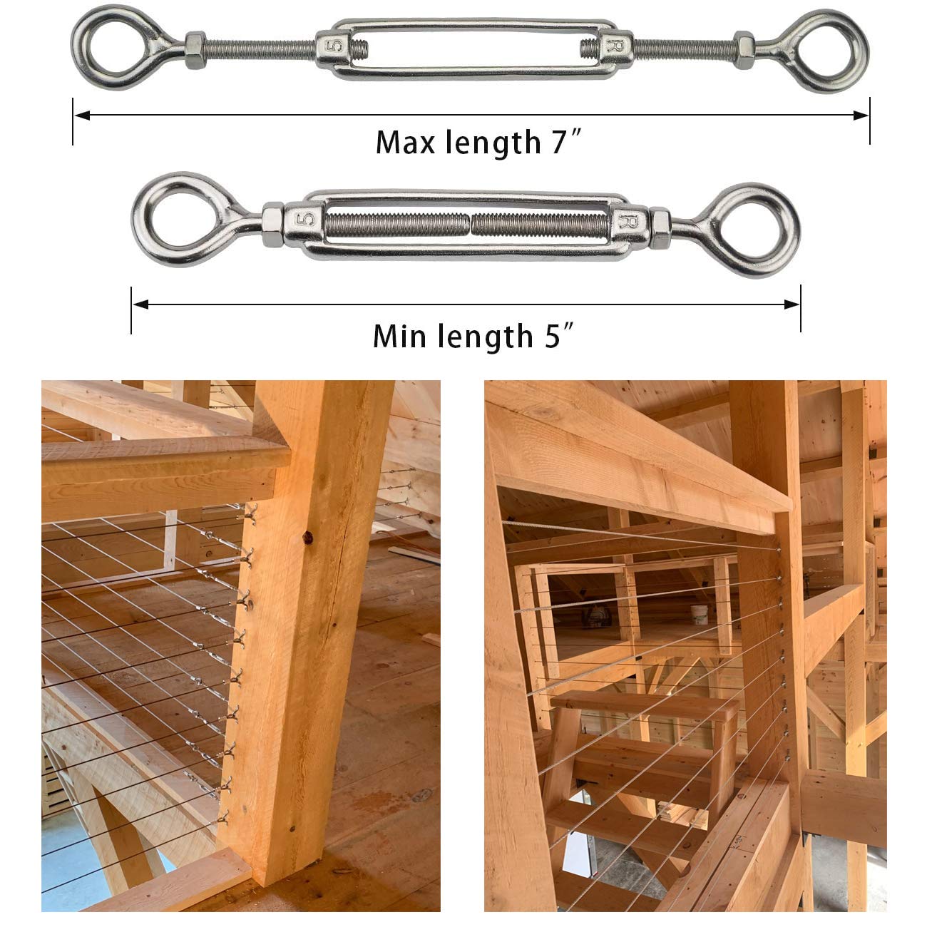 1/8" Cable Railing Kit, DynaLiving 20Pcs Heavy Duty Stainless Steel