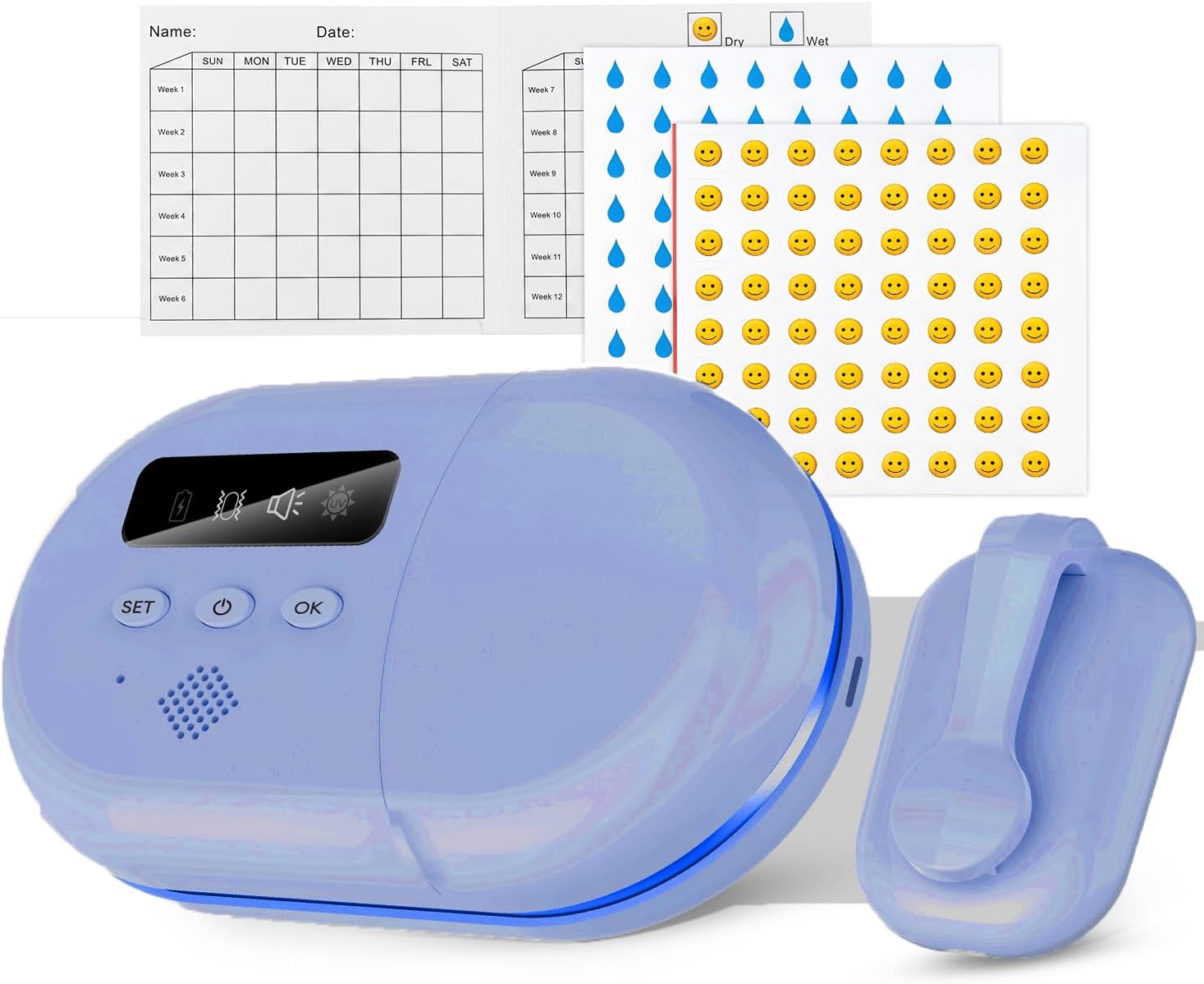 2026 New Wireless Bed wetting Alarm for Boys and Girls with Compact & Comfortable Sensor, 3 Alert Modes, Pee Alarm for Bedwetting, Nighttime Potty Training, Includes Progress Card