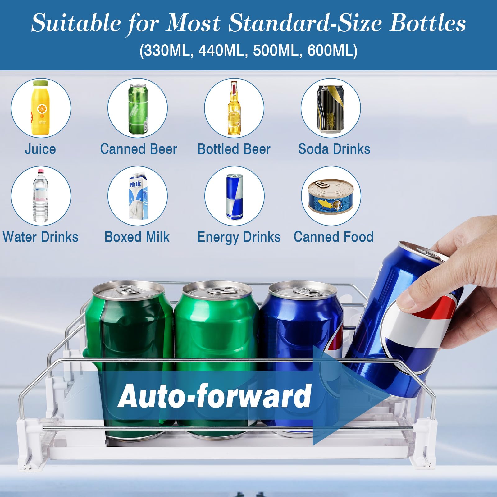 Distributeur Canette Frigo Distributeur De Canettes Empilables Pour Réfrigérateur, Support Organisateur De Boissons À Roulement Automatique Pour
