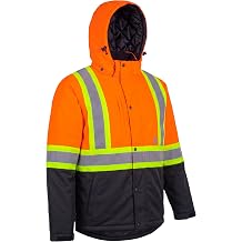 Forcefield Hi-Vis Softshell Winter Safety Jacket - Reflective Tape, Insulated, Water-Resistant, Snap-Off Hood