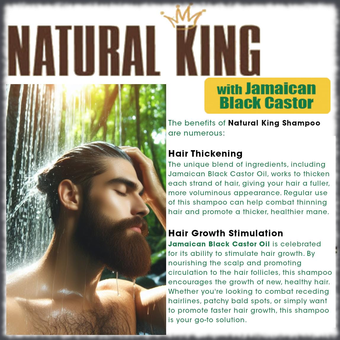 Natural King Jamaican Black Castor Shampoo(33.8 oz) and Pro-Growth Hair & Beard Oil (7.1 oz) Set for Nourishing Hair Growth
