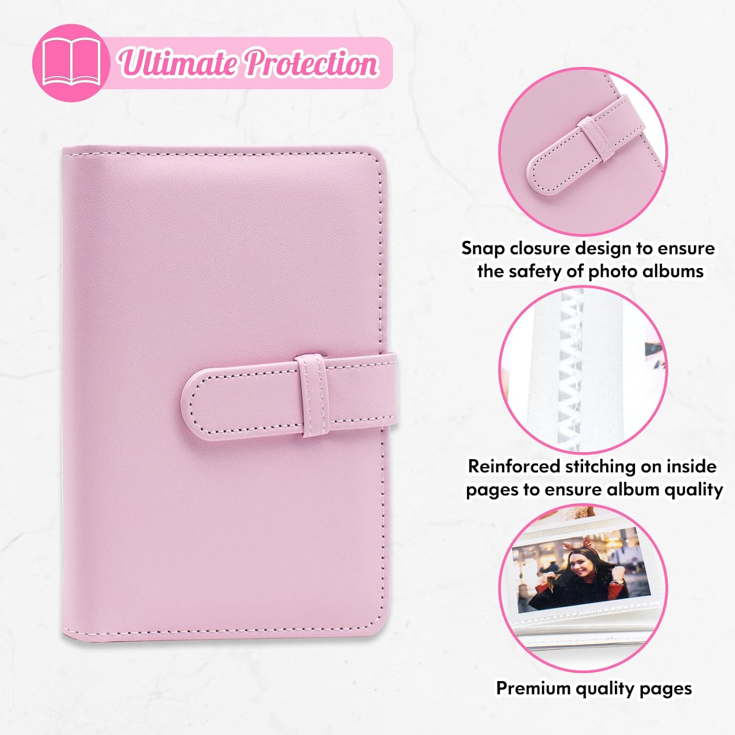 64 Pockets Photo Album Book for 2x3 Inch Film - Mini Small Albums for Fujifilm Instax Mini Instant Camera, for Polaroid Hi-Print Pictures (Pink) image 3