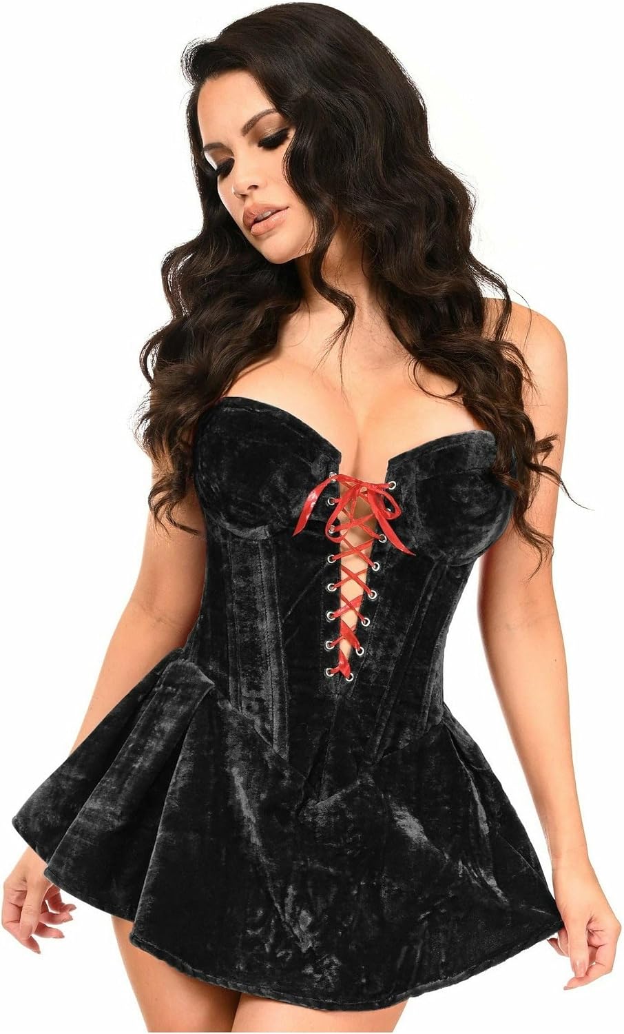 Daisy corsets Women's Top Drawer Velvet Steel Boned Corset Dress