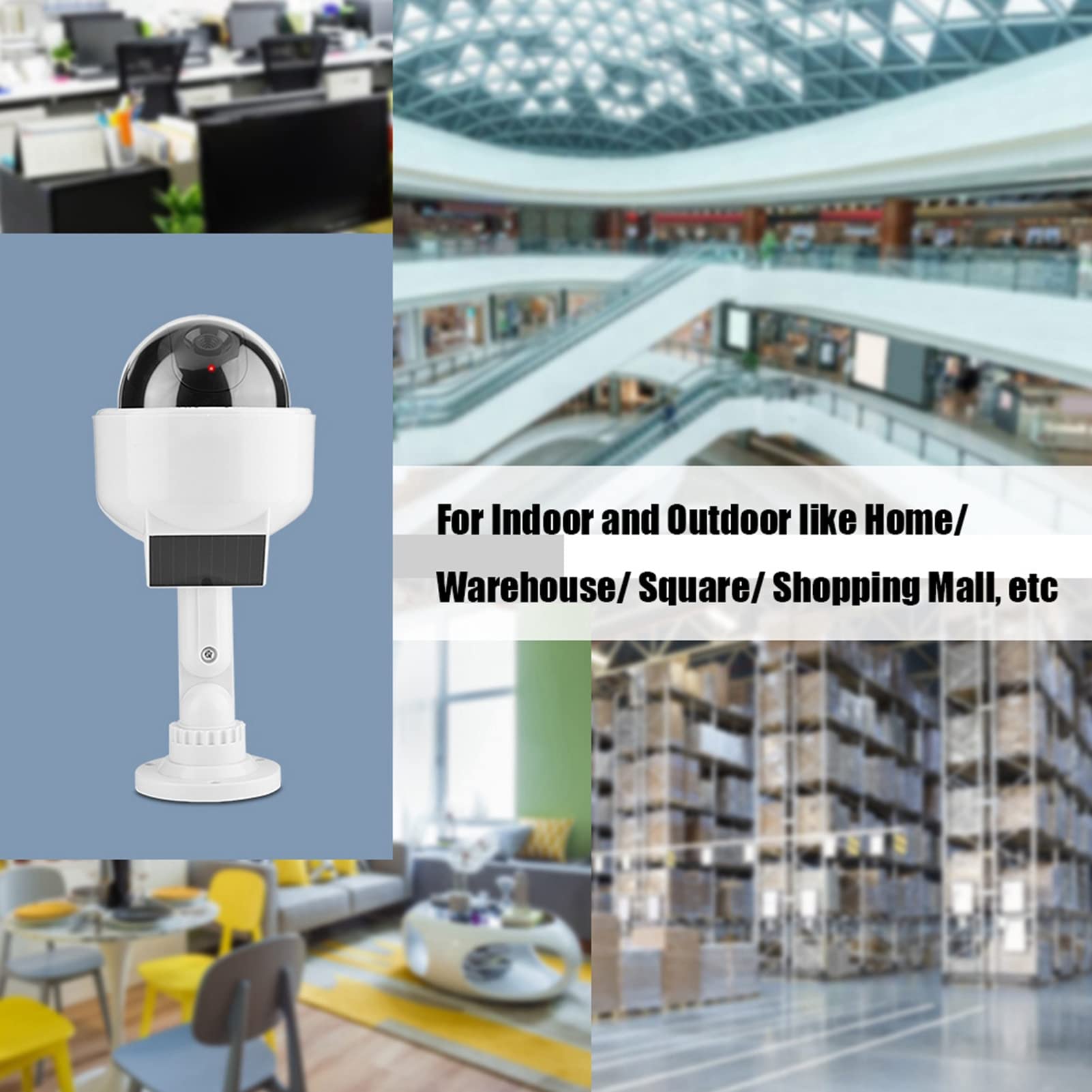 Pilipane Falsa sicurezza di sorveglianza simulata, telecamera di sicurezza fittizia a forma di cupola realistica per interni ed esterni con una luce a LED per la casa/magazzino
