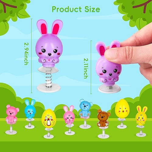 Miniatura 4 de MGparty 24 juguetes para saltar de Pascua, rellenos de cesta de Pascua, rellenos de huevos, regalos de fiesta, regalos para niños y niñas, juguetes