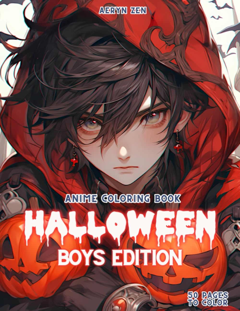Anime Coloring Book: Halloween Boys: Manga Art & Anime Enthusiasts Stress Relief Adult Coloring Halloween Vampire Autumn