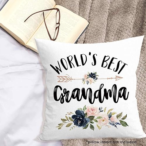 Miniatura 3 de World's Best Grandma Gifts - Funda de almohada de 18 x 18 pulgadas, funda de almohada de cumpleaños para abuela, decoración cuadrada para el hogar,