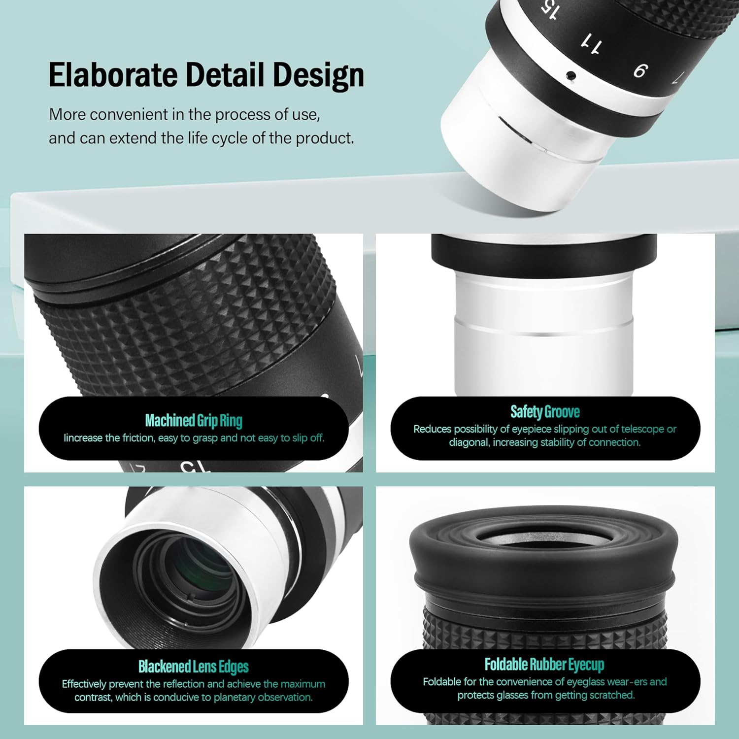 Astromania Telescope Eyepiece 9mm, Wide Angle 58 Degree - Bundle with - Zoom Eyepiece for Telescope 7-21mm