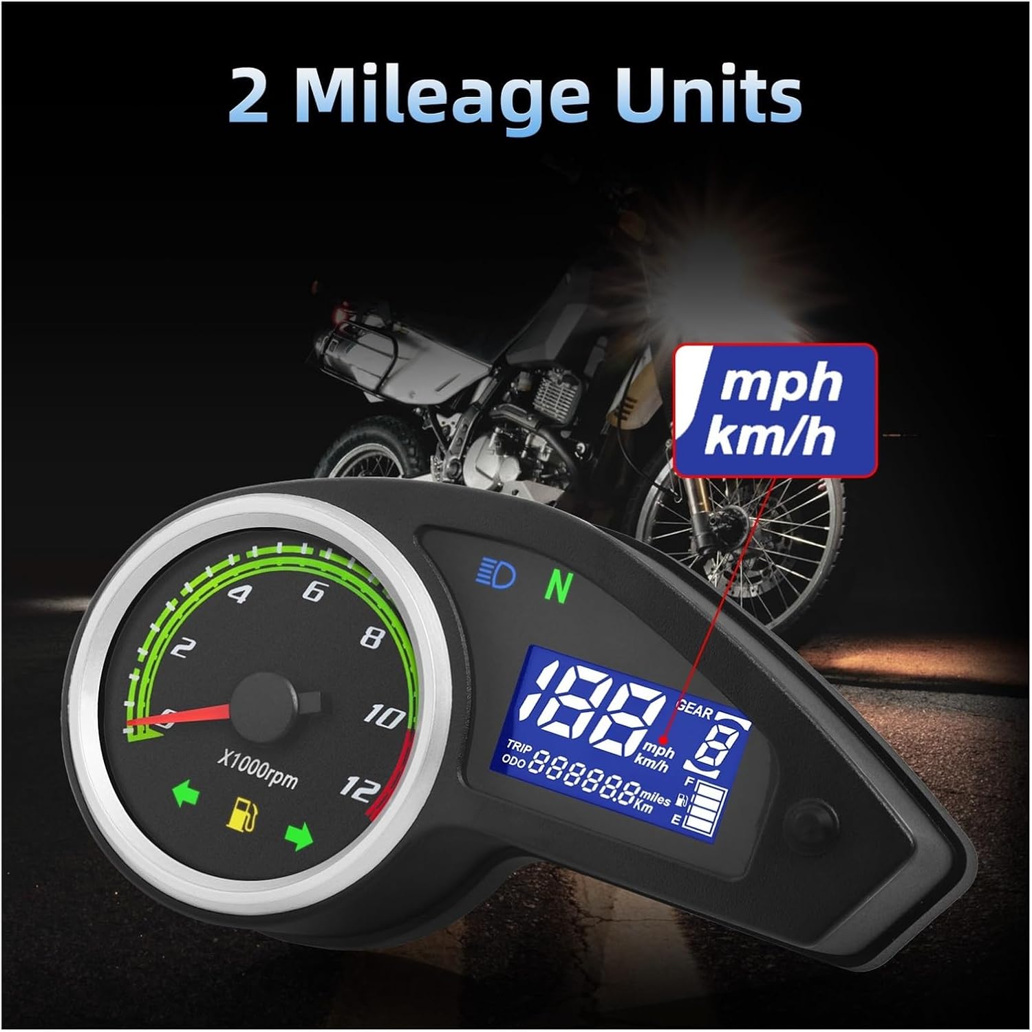 Motorbike Digital Tachometer Universal Motorcycle Tachometer Digital Tachometer Odometer Instrument 12V Motorcycle for GY200 CG