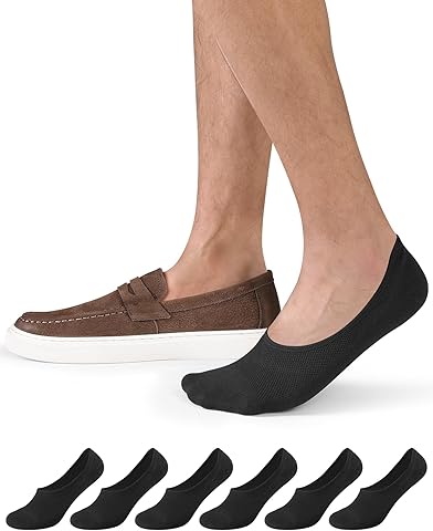 CLOSEMATE 6 Pares Calcetines Invisibles Hombre Mujer Cortos de Algodón Bajos Pinkies Transpirables Verano con Antideslizantes Silicona Blancos Negros Multicolores