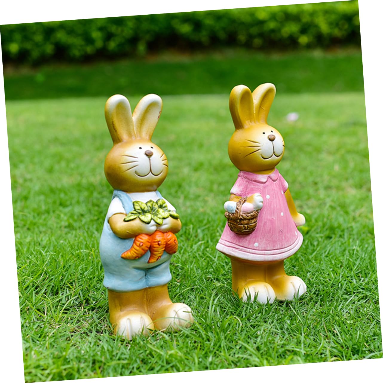 OUNONA 2pièces Statue De Lapin De Jardin Figurine Animal Décorative pour Cour Et Jardin Petite Statue De Lapin pour Micro-Paysage