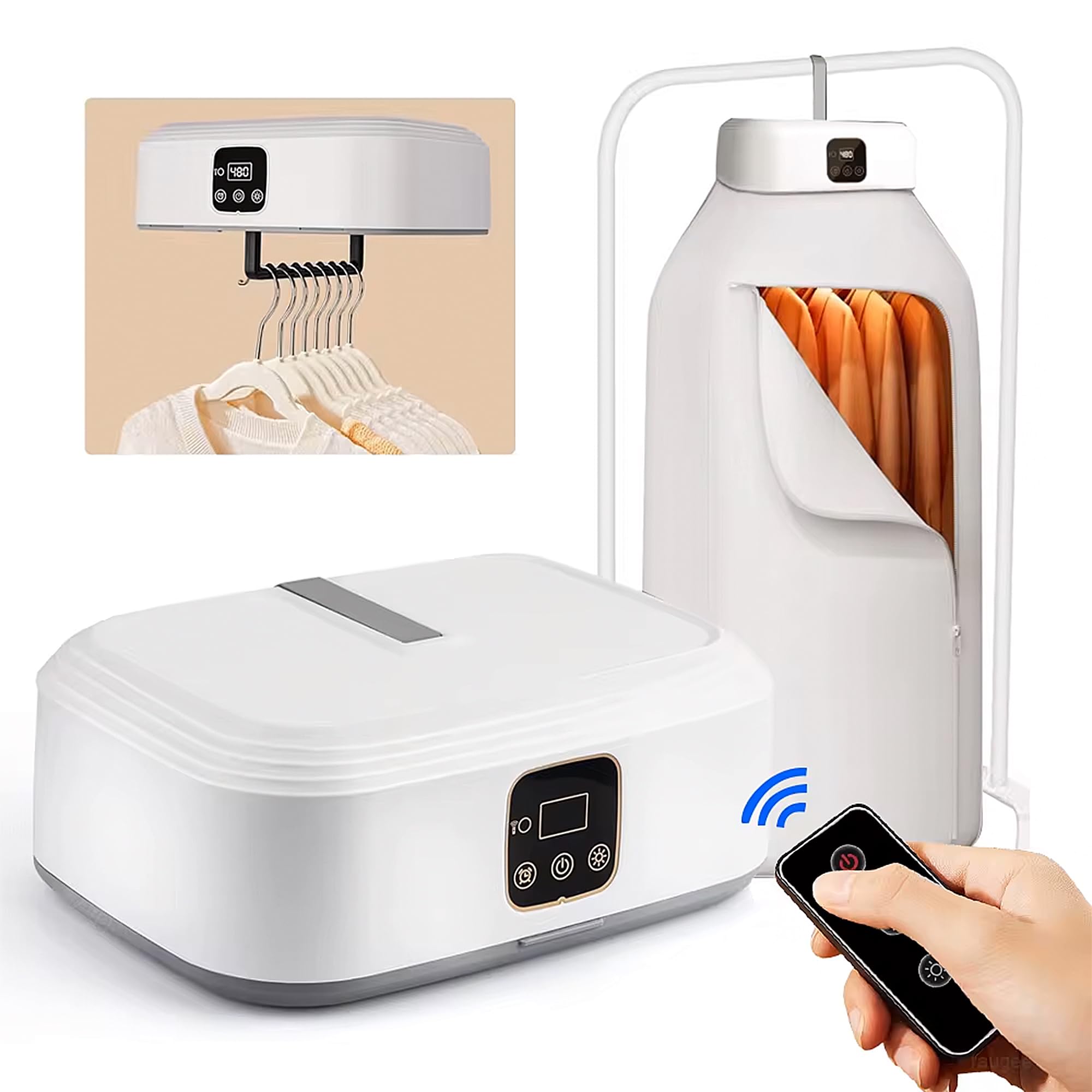 Portable Clothes Dryer, Mini Foldable Laundry Dryers with Remote Control & Dry Bag