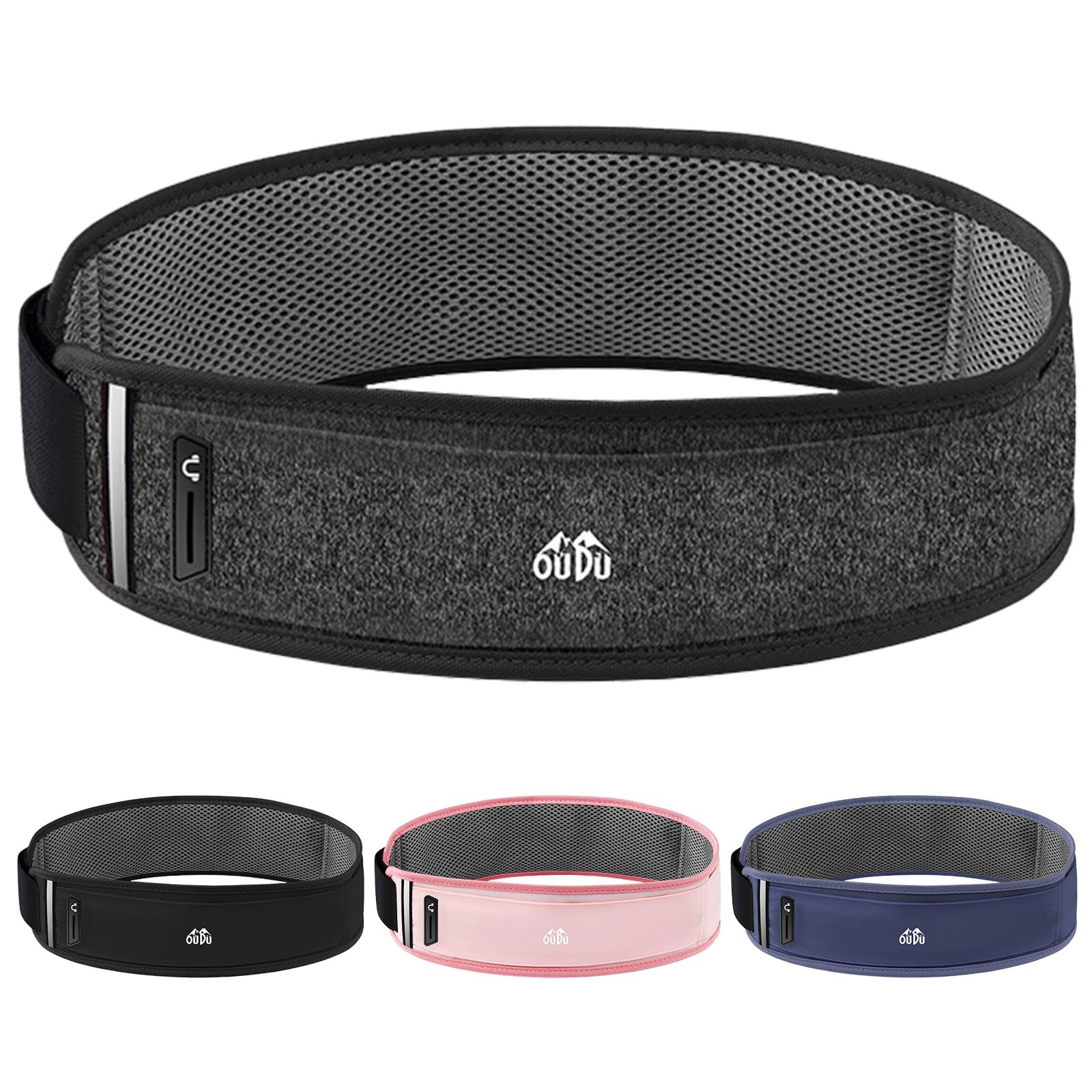 Slim Running Belt for Women Men,Runners Fanny Pack Phone Holder,Money Belt,Running Gear Accessories,Adjustable Reflective Running Waist Bag (Hemp Black, Medium 23.6” – 33.5”)