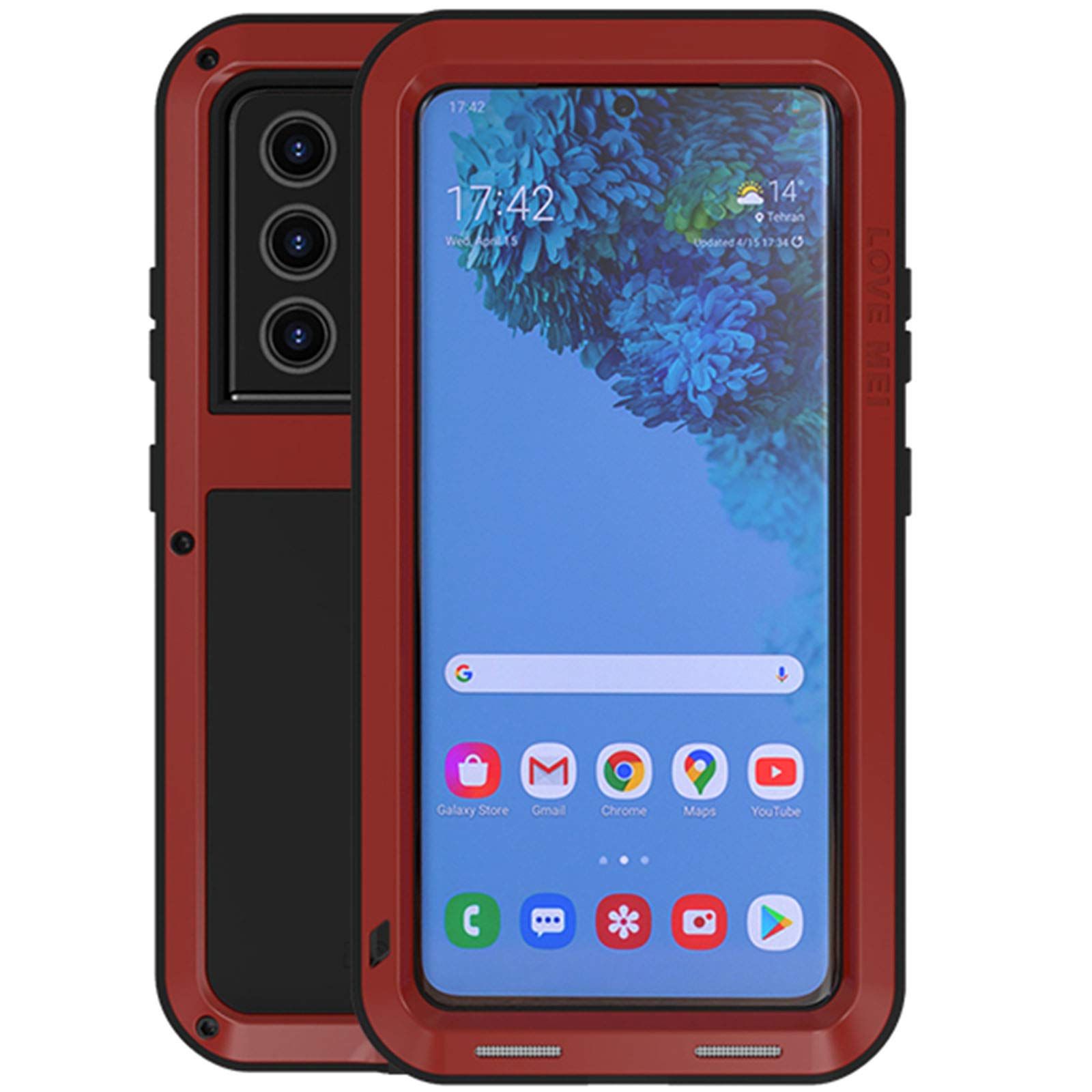 MIYI Samsung Galaxy S21 Ultra Case, Love Mei Aluminum Metal Outdoor Shockproof Military Heavy Duty Sturdy Protector Cover Hard Case for Samsung Galaxy S21 Ultra (S21 Ultra, Red)