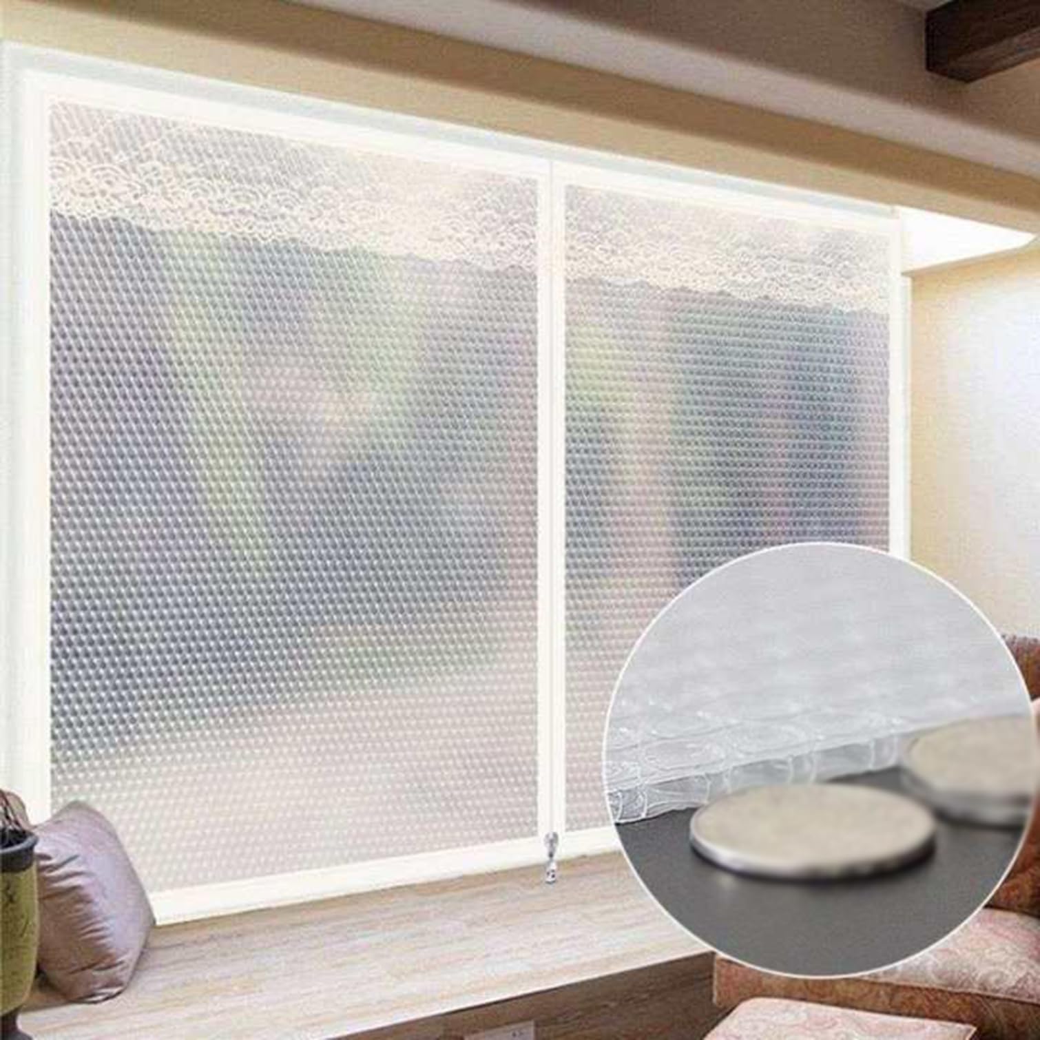 Thermal Insulated Window Curtain,Window Insulation Kits,Self-Adhesive Waterproof Cold Protection windproof Keep Warm Curtain,for Balcony,Living Rooms,with Zipper,W x H (170cm x 180cm(67in x 71in))
