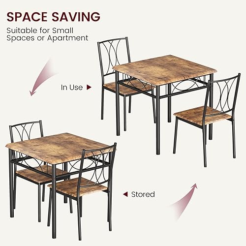 Miniatura 6 de Juego de mesa de cocina para 2, mesa de comedor y sillas para 2, juego de mesa de comedor con 2 sillas de madera y metal, juego de mesa de cocina