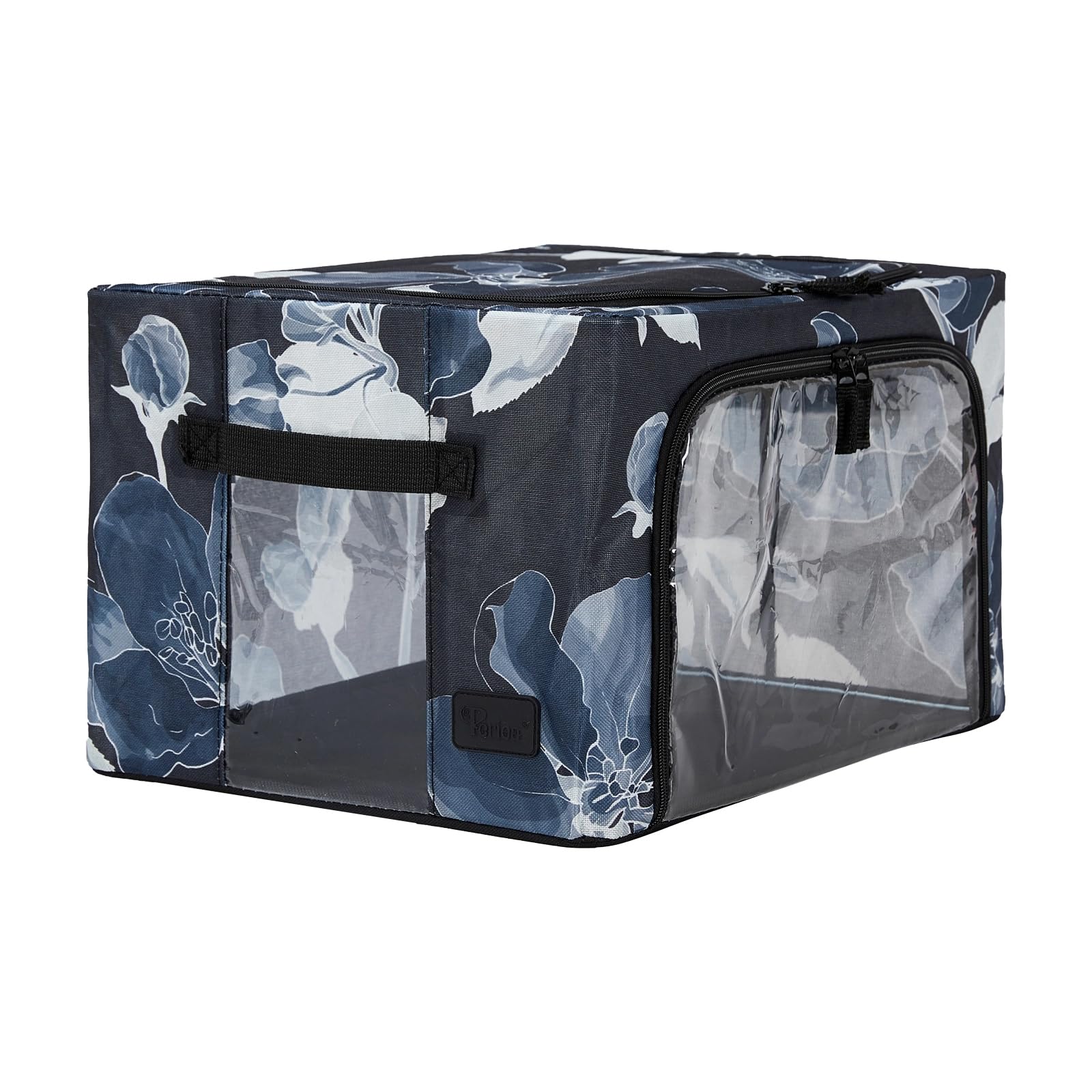 Periea ‘Beau’ Folding Collapsible Stackable Fabric Home Storage Boxes with Steel Frames (Black Grey Floral, Large) — view 40