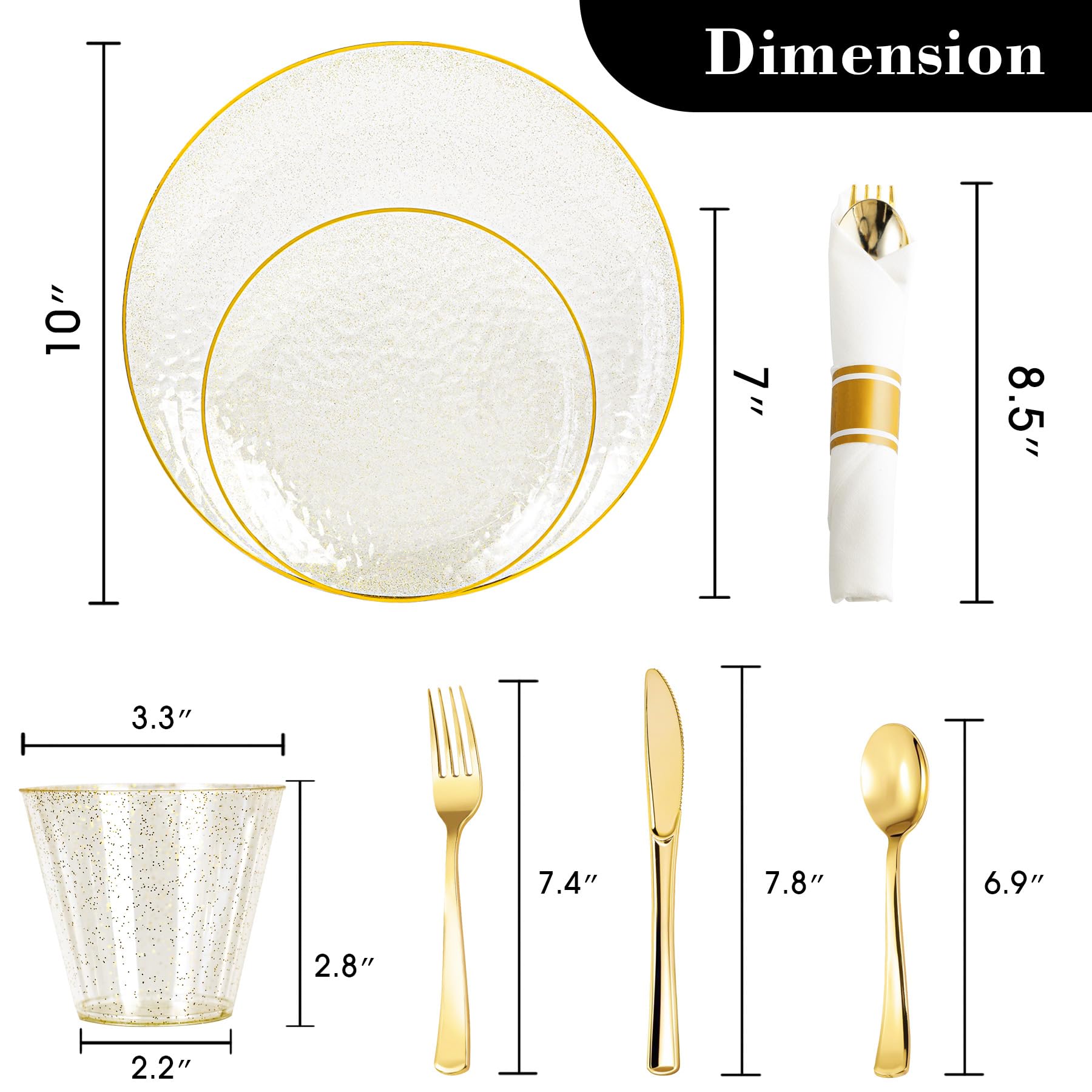 HOMIP Gold Glitter Dinnerware Set - 175 Piece -2 HOMIP Gold Glitter Dinnerware Set - 175 Piece -2