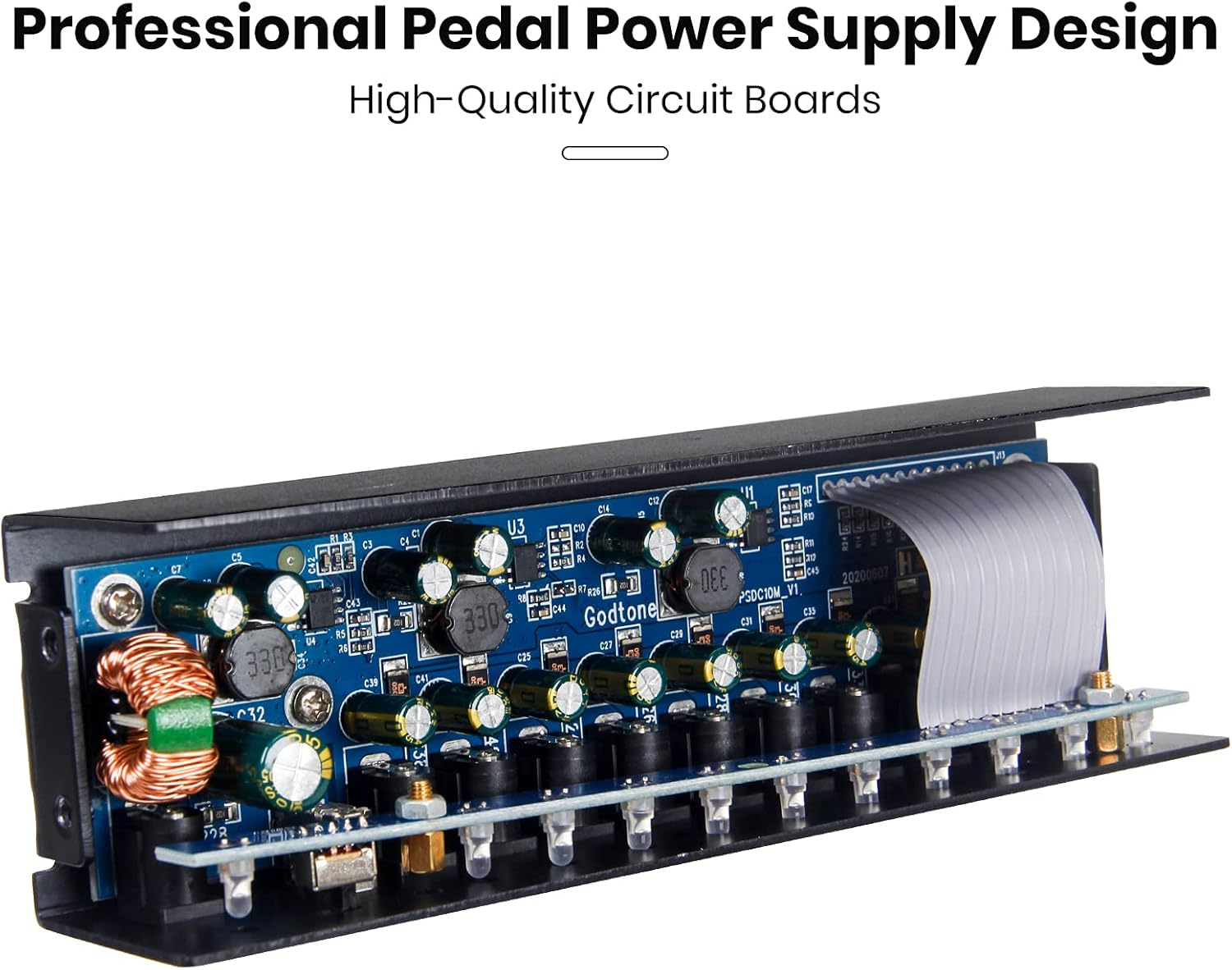Guitar Pedal Power Supply 10 Way DC Outputs for 9V 12V 18V Effect Pedal with USB(5V2A) Port GD-02