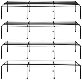 Amazon Brand - Solimo Anti-Rust Metal Plant Stand | Set of 4 | Rectangular | 120Kg Load Capacity | Galvanized Metal Planter/ Pot Stand with 7 Layer Coating | for Living Room/Outdoor/ Balcony | Black - Amazon product rated Grade A