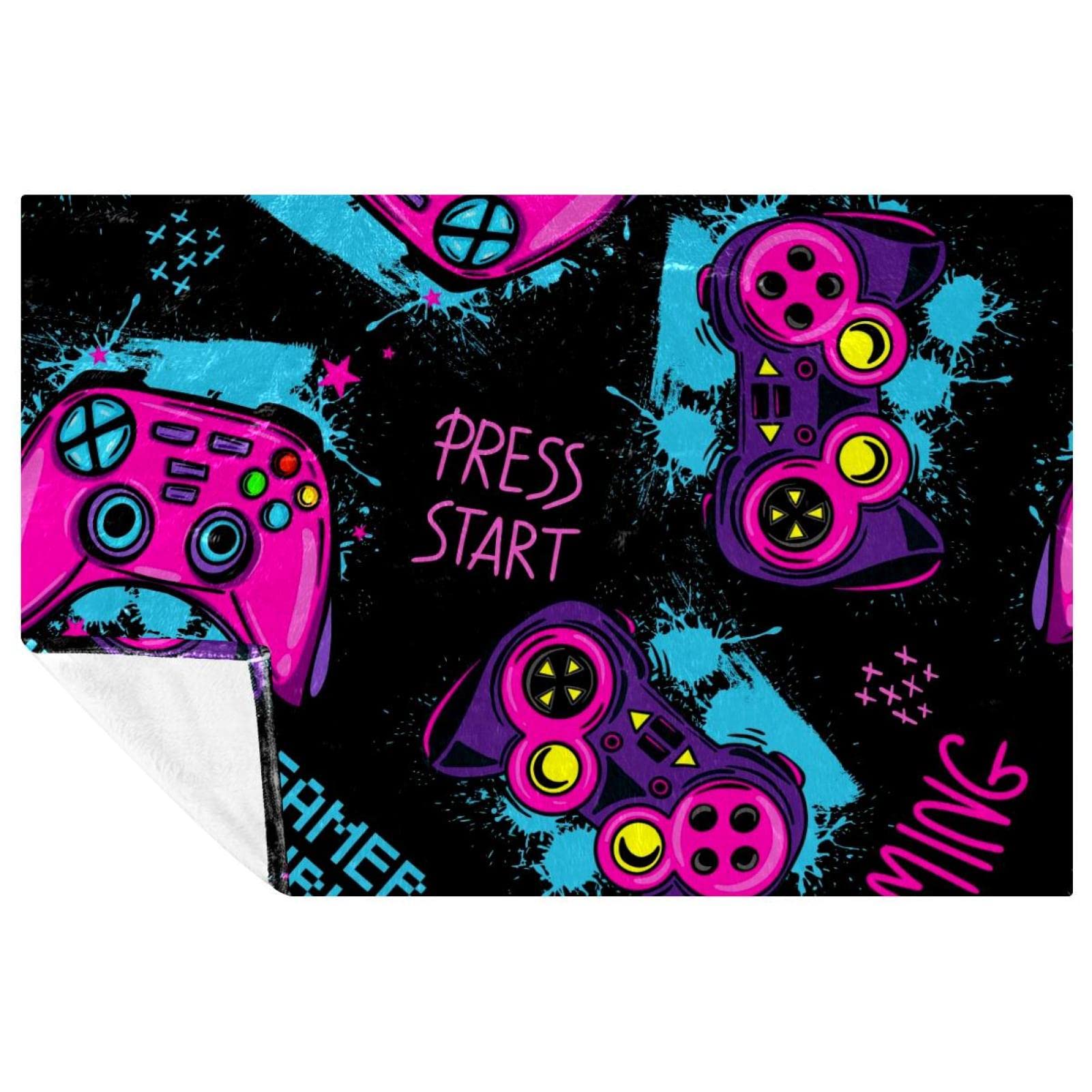 Couverture chaude pour camping et pique-nique au motif manette de jeu 150x100cm