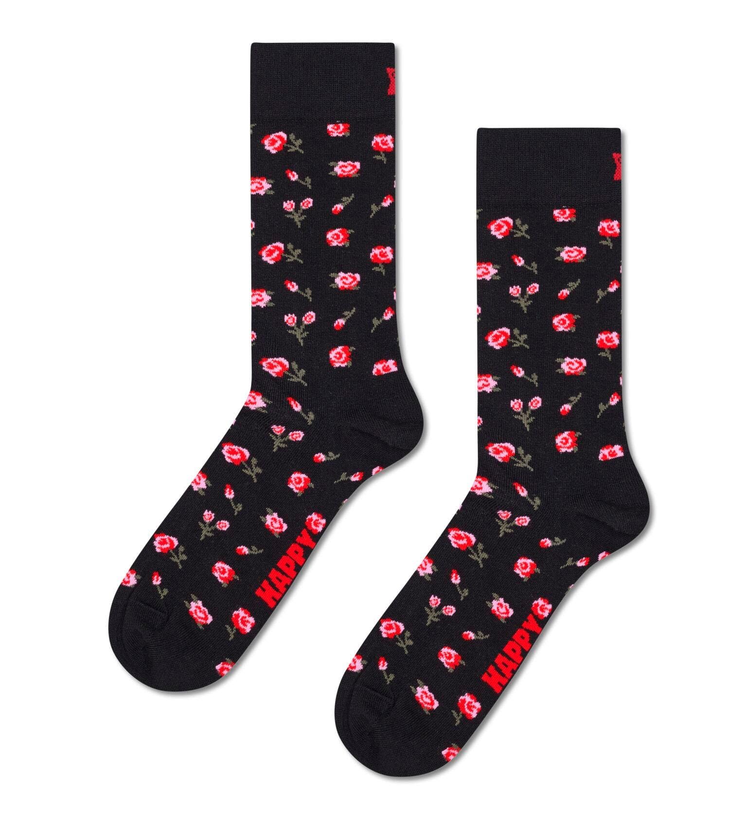 Happy Socks Roses Sock, Black, 41-46