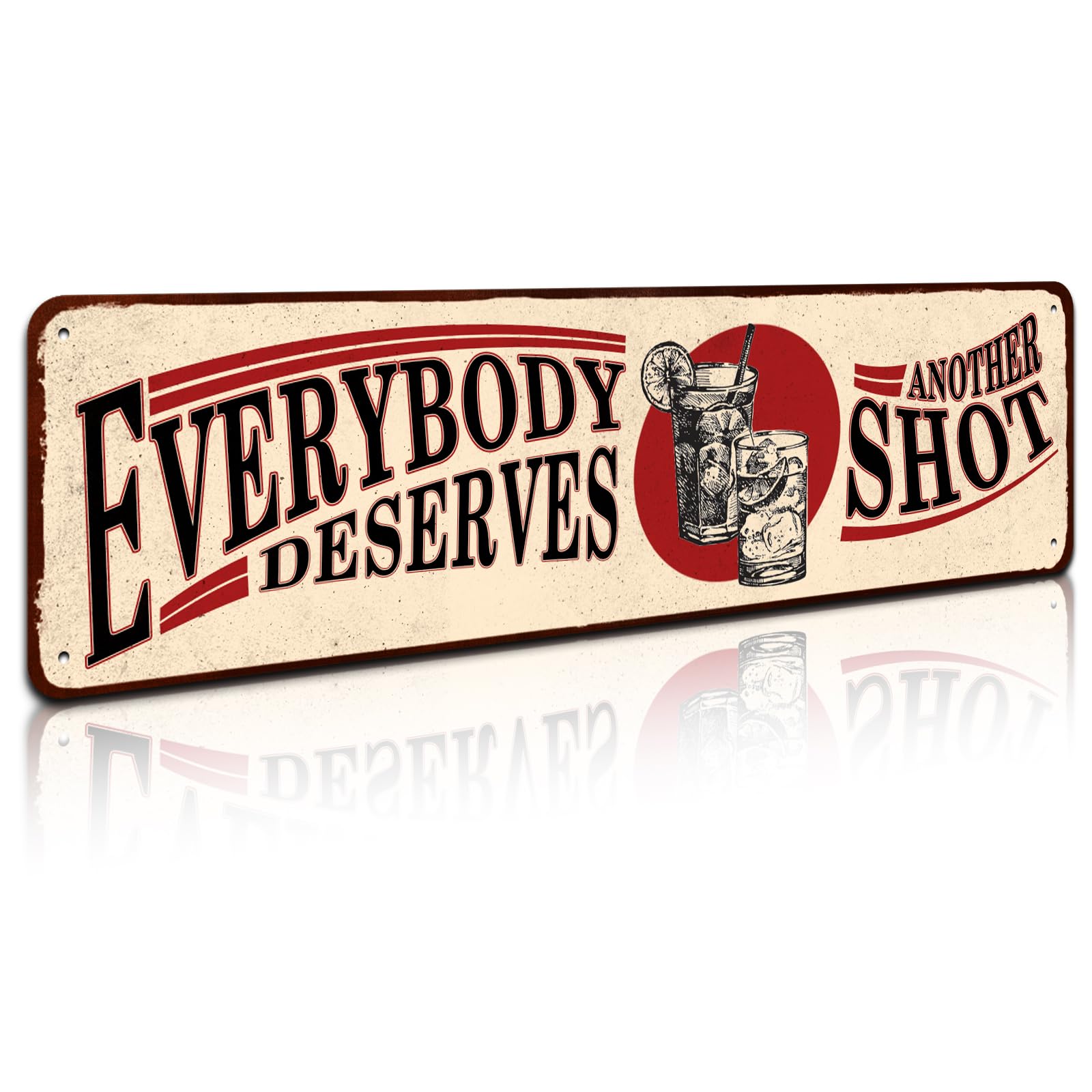 Flavas S007 Vintage Wall Decor With Funny Quote, Everybody Deserves Another Shot Tin Sign, Nostalgic Unique Metal Wall Decor, Funny Bar Signs 4" By 16"