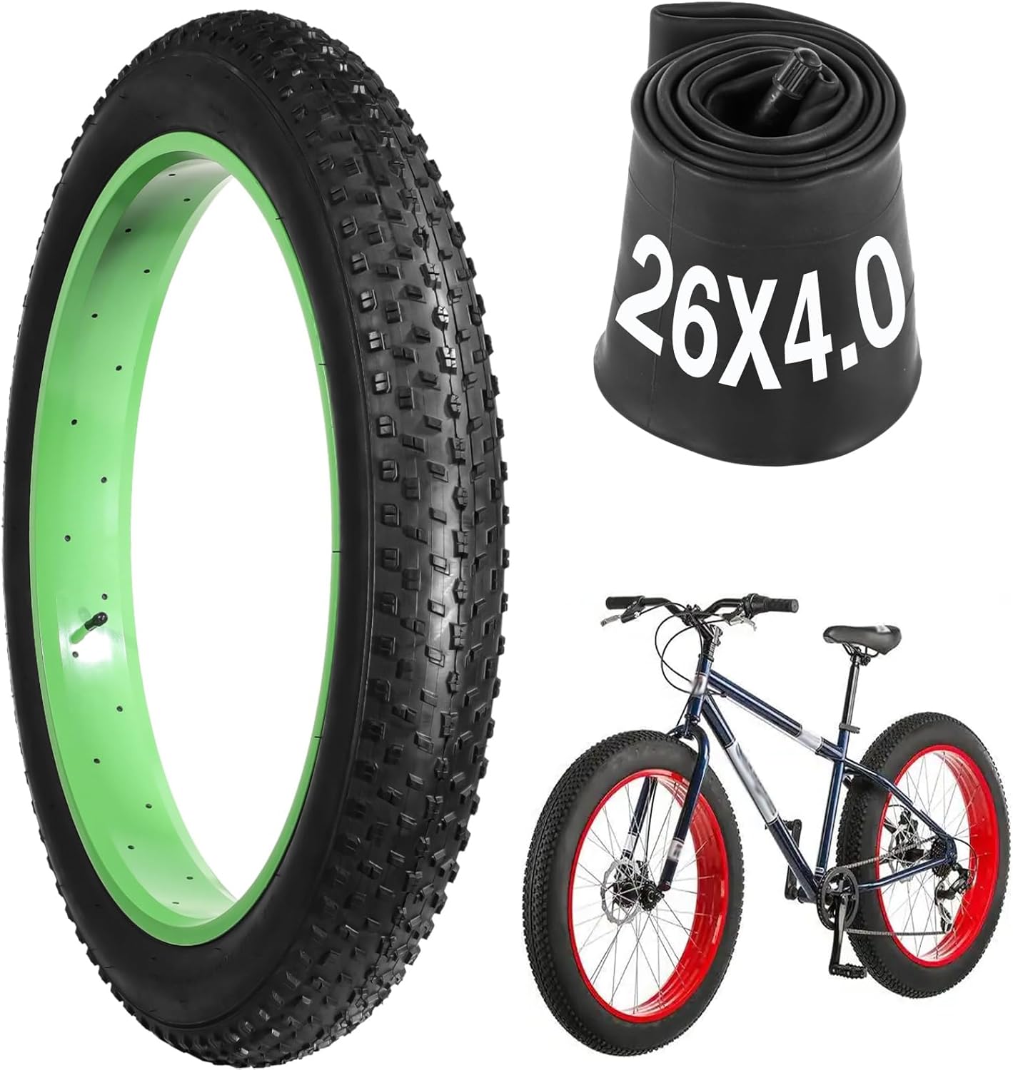 yeesport Fats Tire 20×4.0/26×4.0, Folding Ebike Tires 20/26×4 with Internal Tube, Puncture Resistant Fats Bike Tires 20/26 Inch Fats Tire Alternative for Snow, Road, Seashore, Mountain Highway