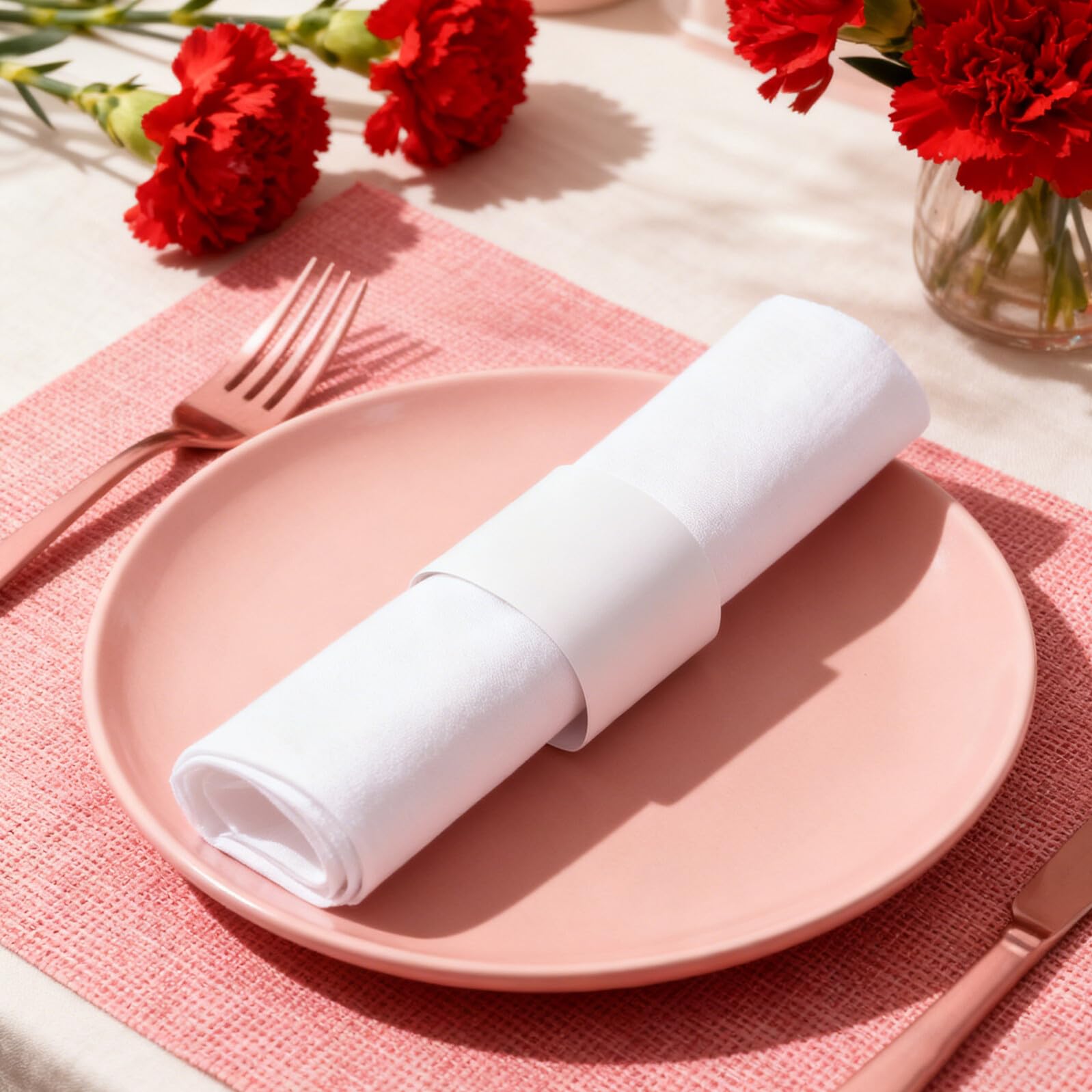 Baluue 500 Pezzi Fascette Adesive per Tovaglioli di Carta Usa e Getta, Anelli Porta Tovaglioli per Posate, Involucro Monouso per Utensili, Adatti per Matrimoni, Feste e Ristorazione