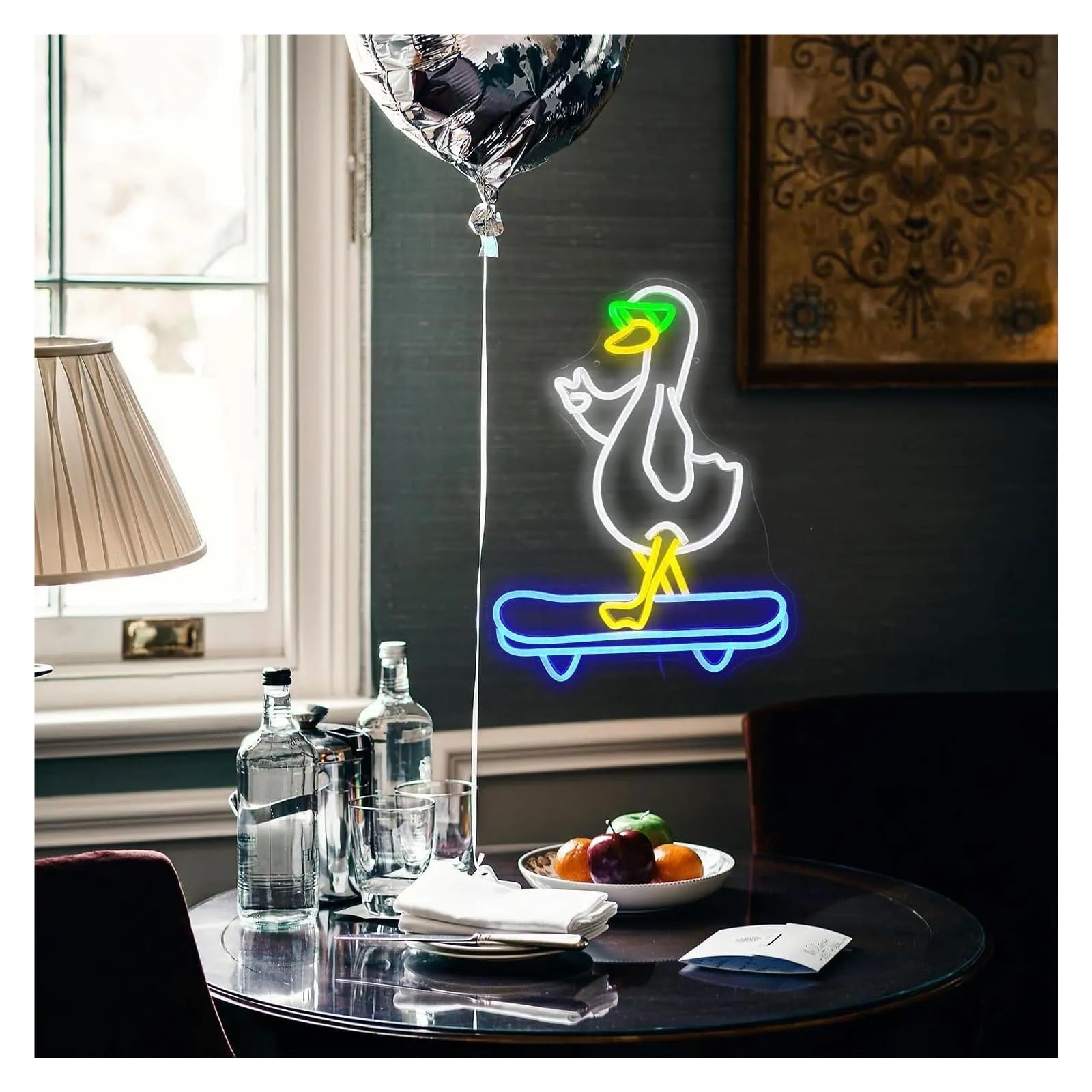 Decoración Lámparas Letrero De Neón De Pato Gafas De Monopatín Luz LED De Pato Decoración De Pared Para Sala De Niños Sala De Juegos Cumpleaños Para Niños Y Niñas 29cmx38cm