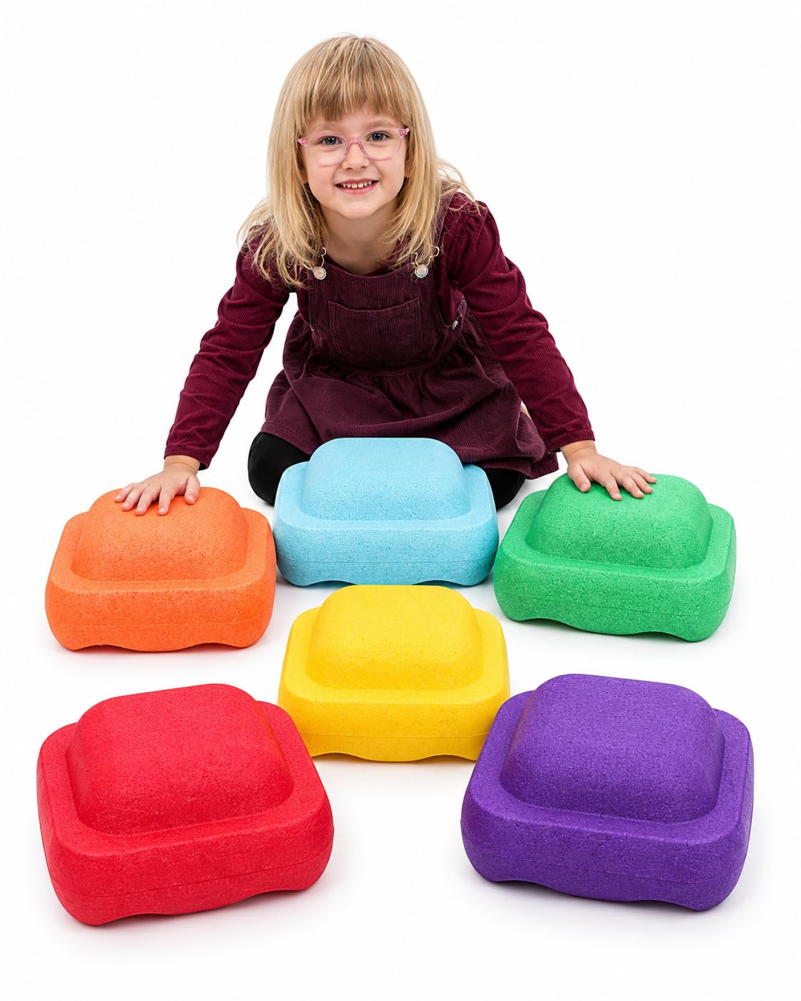 Balanciersteine für Kinder – 6er-Set aus formstabilem EPP, kein Hartplastik – Balance Steine für Gleichgewicht & Koordination – Indoor & Outdoor – ab 3 Jahren – bis 80 kg – Geschenkidee