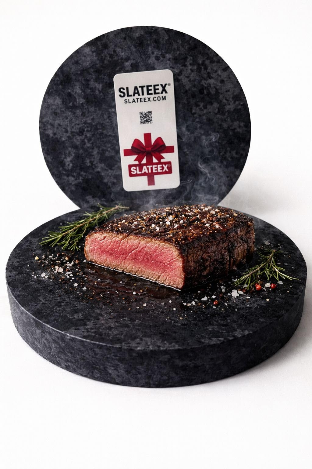SLATEEX Grillstein aus Speckstein, Rund, 20 cm Durchmesser, 3 cm Stark, Hitzebeständig, für Heiße und Kalte Speisen, Made in Italy