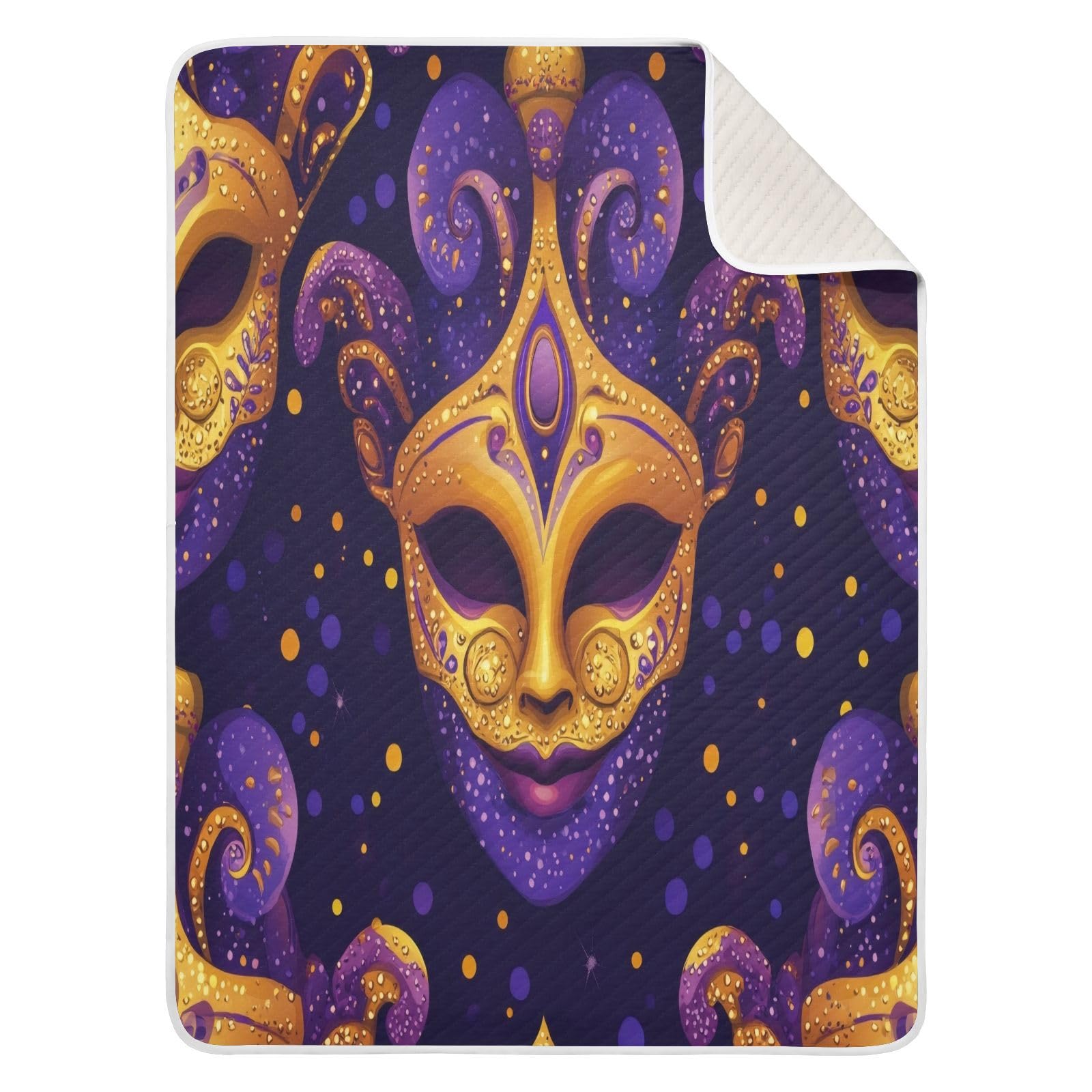Burbuja Mardi Gras Mask Baby Blanket for Boys Girls, Nursery Soft Warm Swaddling Receiving Baby Blankets, 30x40 in Toddler Blanket