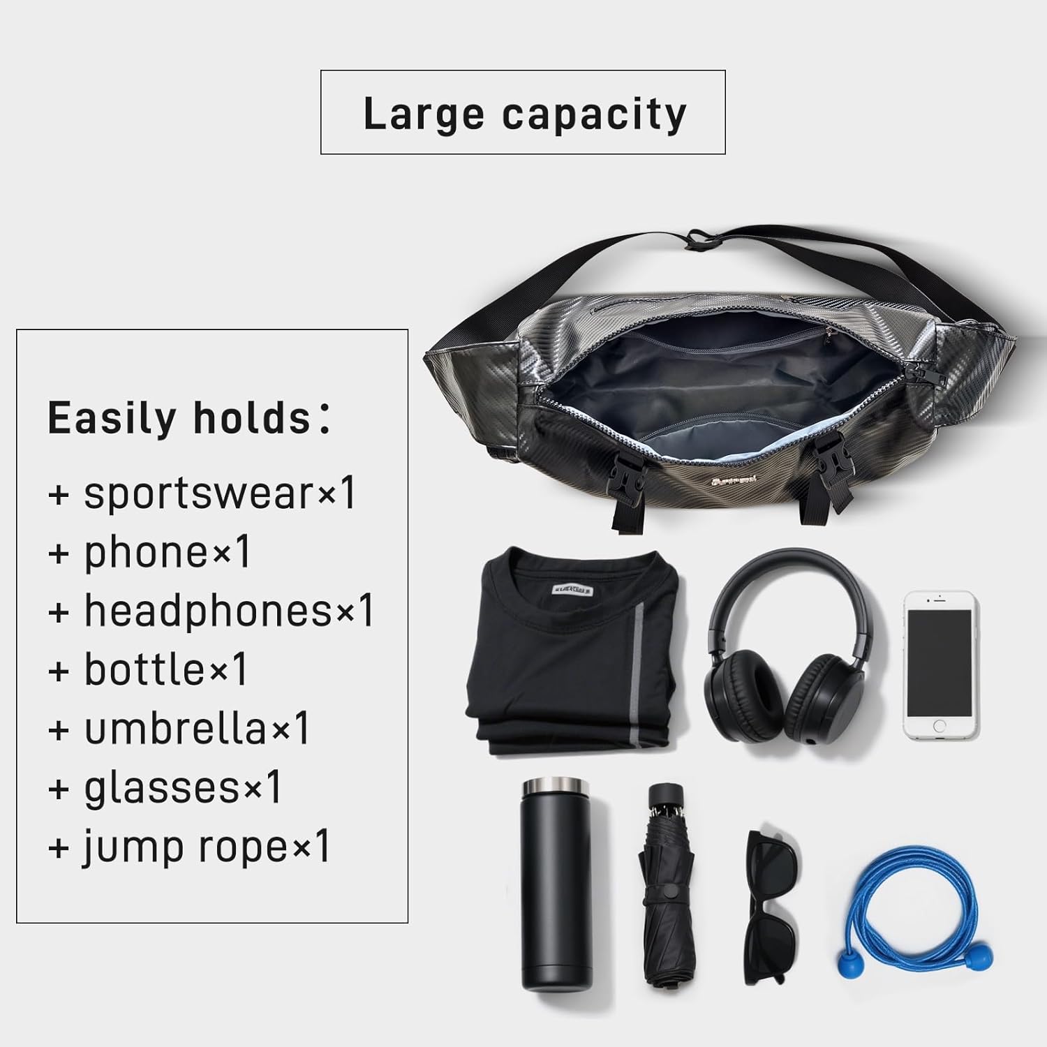 Small Sports Bag Waterproof Ultra-Light Gym Duffle for Men & Women Compact Mini Crossbody Bags, Perfect for Running, Travel & Light Gym (black-woven) - Image 5