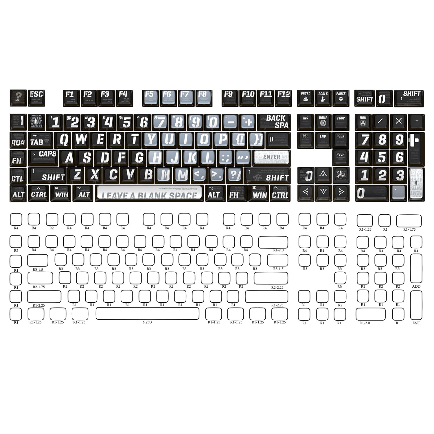 PBT Pudding Keycaps, Raving Theme, 120 Keys, ASA Profile, Cherry Gateron MX Switch Mechanical Keyboard