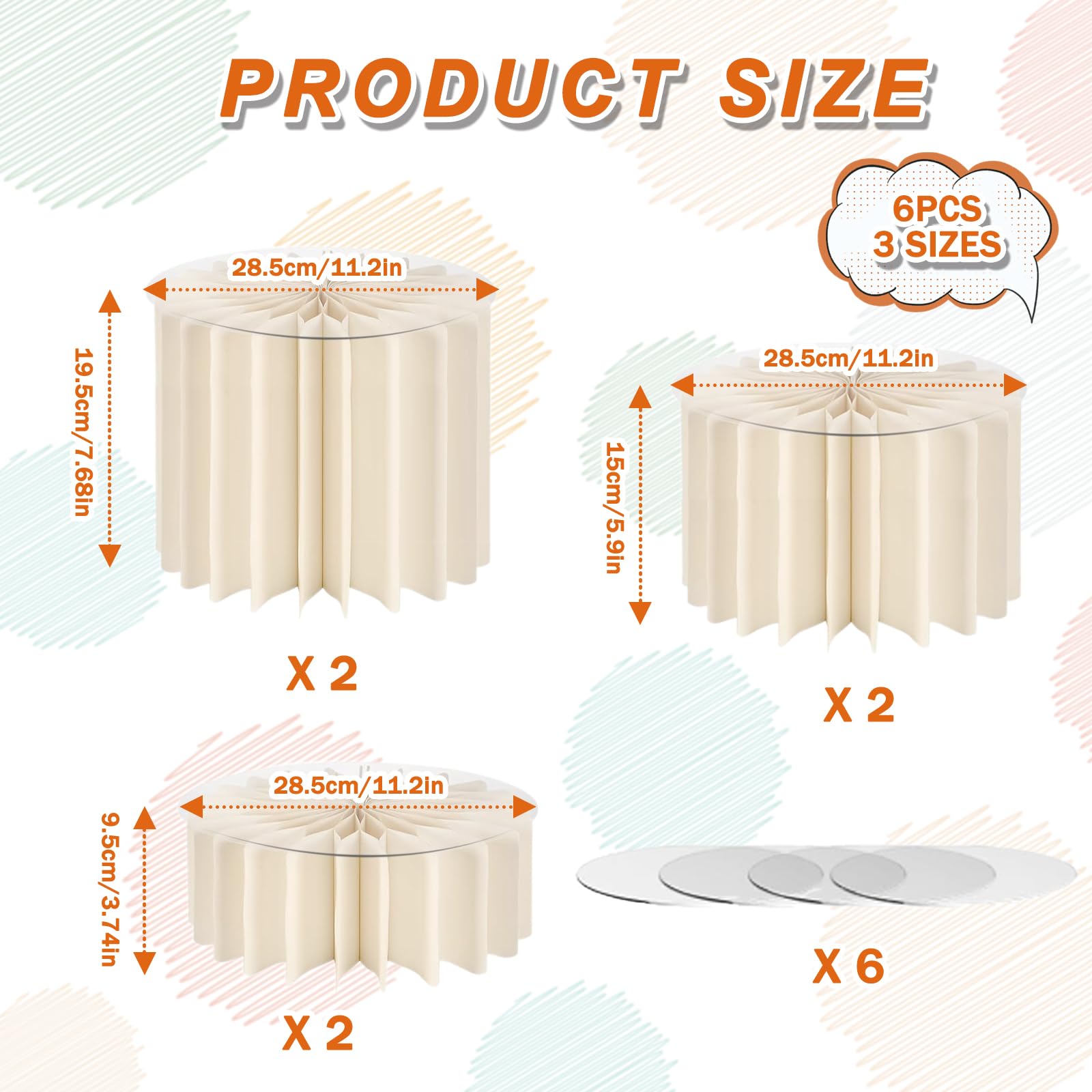 Lot de 6 Presentoir Aperitif Buffet Pliable, Presentoir Gateau 3 Tailles | Rehausseurs de Buffet, Support Gateau en Acrylique et en Carton pour Traiteur, Desserts, Figurines, Bijoux, Mariages